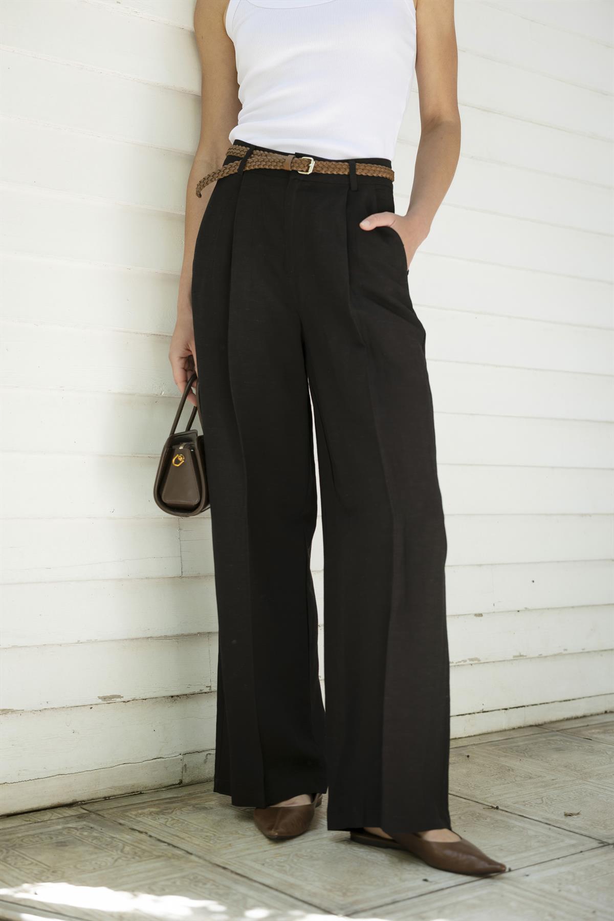 51150 KEMERLİ PANTOLON SİYAH