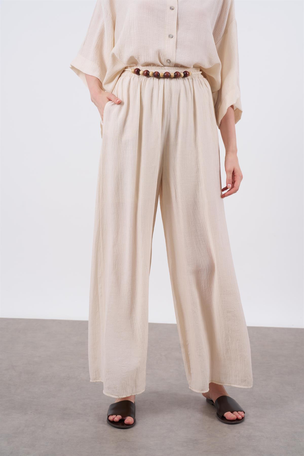 50969 GÖMLEK TAKIM PANTOLON KREM