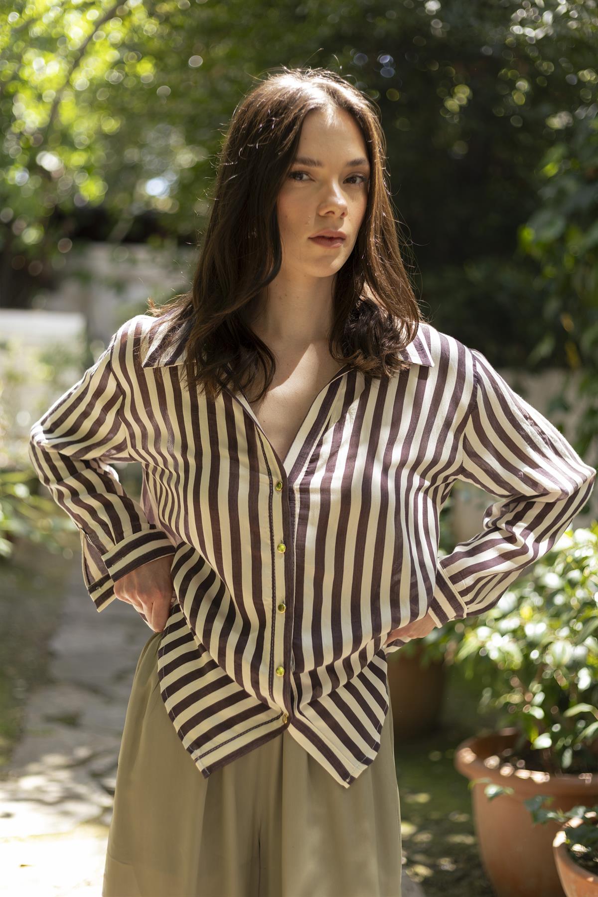 4966 ÇİZGİLİ GÖMLEK MÜRDÜM