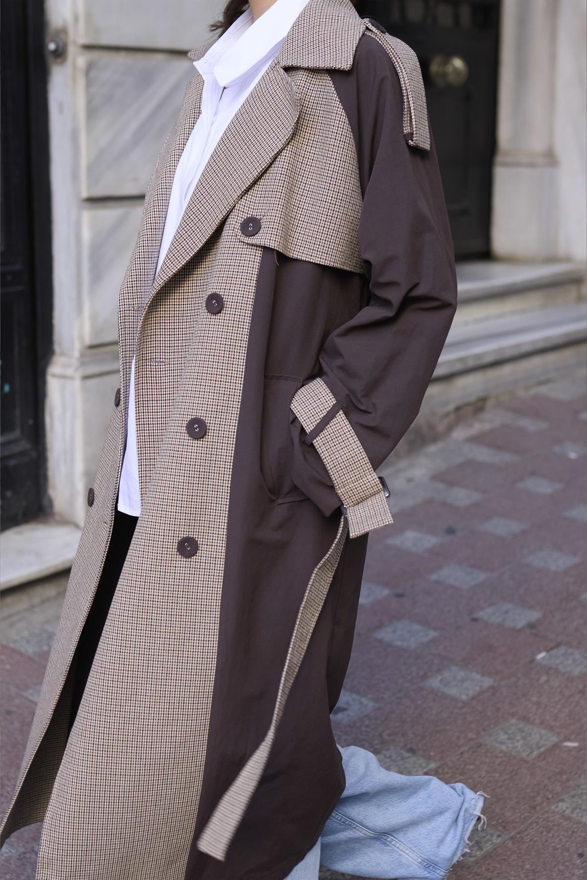 9598 EKOSELİ REGLAN TRENÇ KAHVE