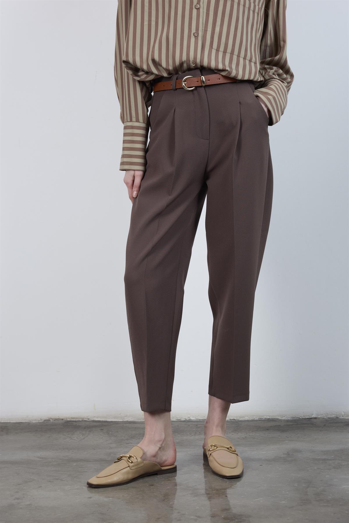 50938 KEMERLİ PANTOLON KAHVE
