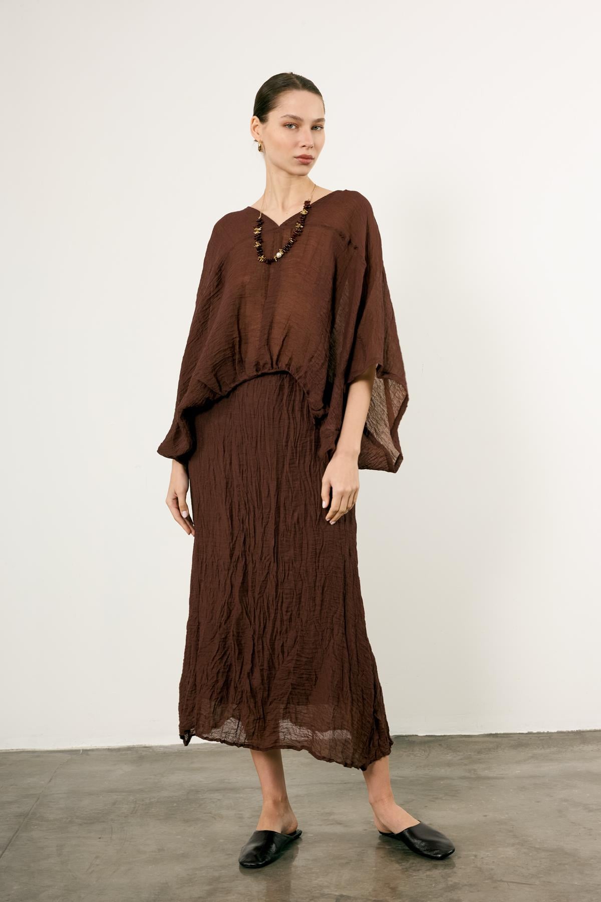 51134 BLUZ ETEK TAKIM KAHVE