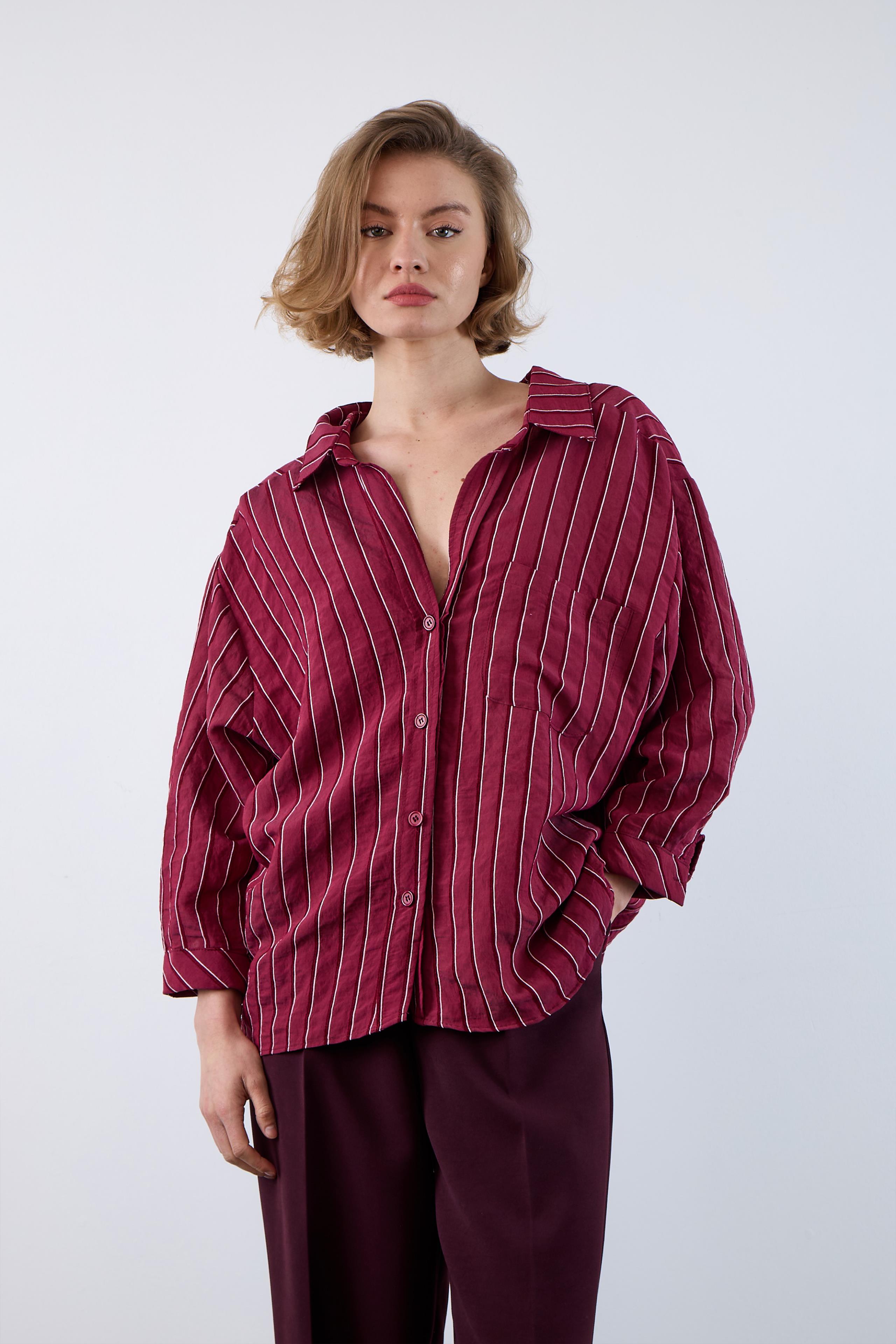 4758 OVERSIZE GÖMLEK(4612) BORDO