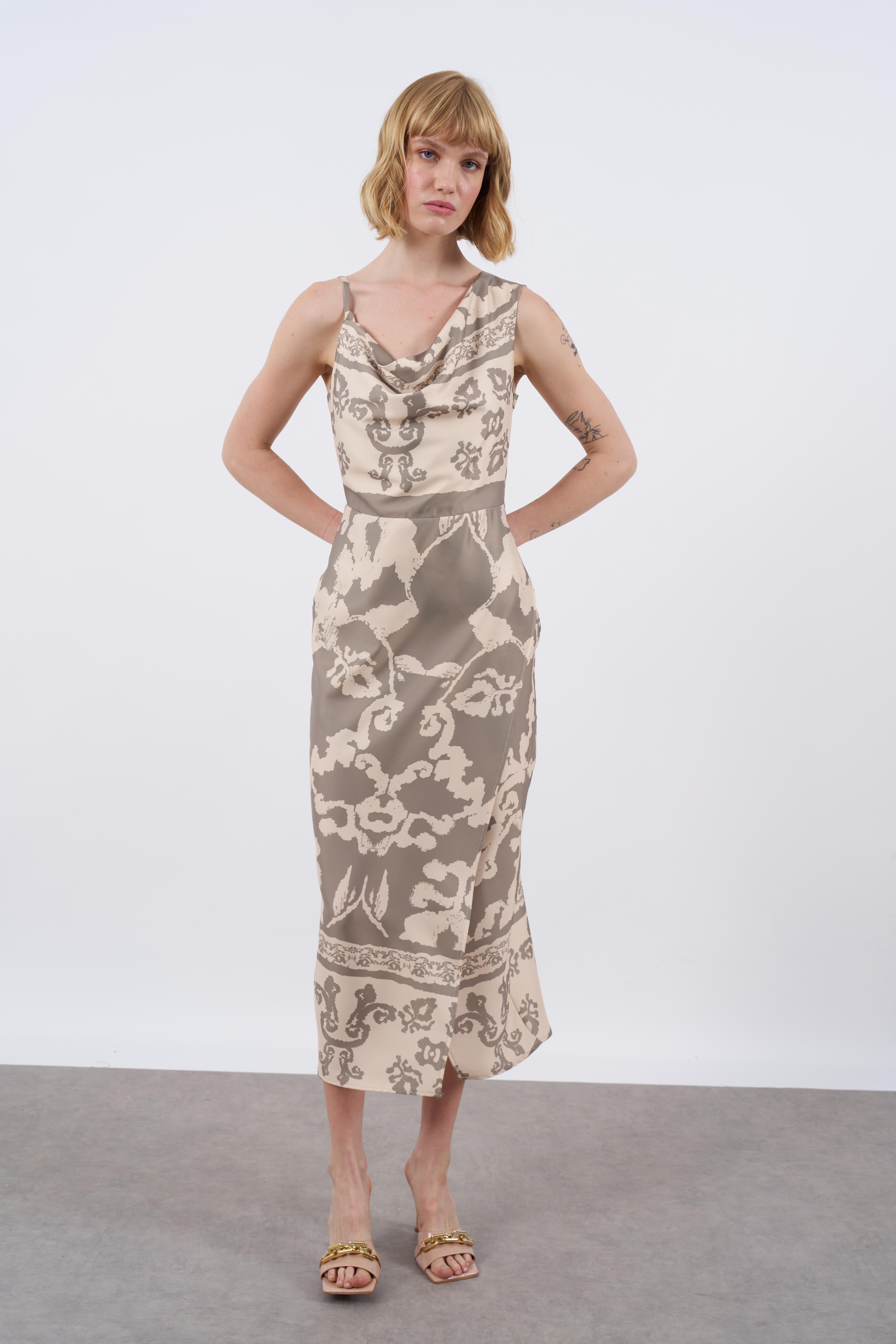 3157 DEGAJE ASKILI ELBİSE HAKİ