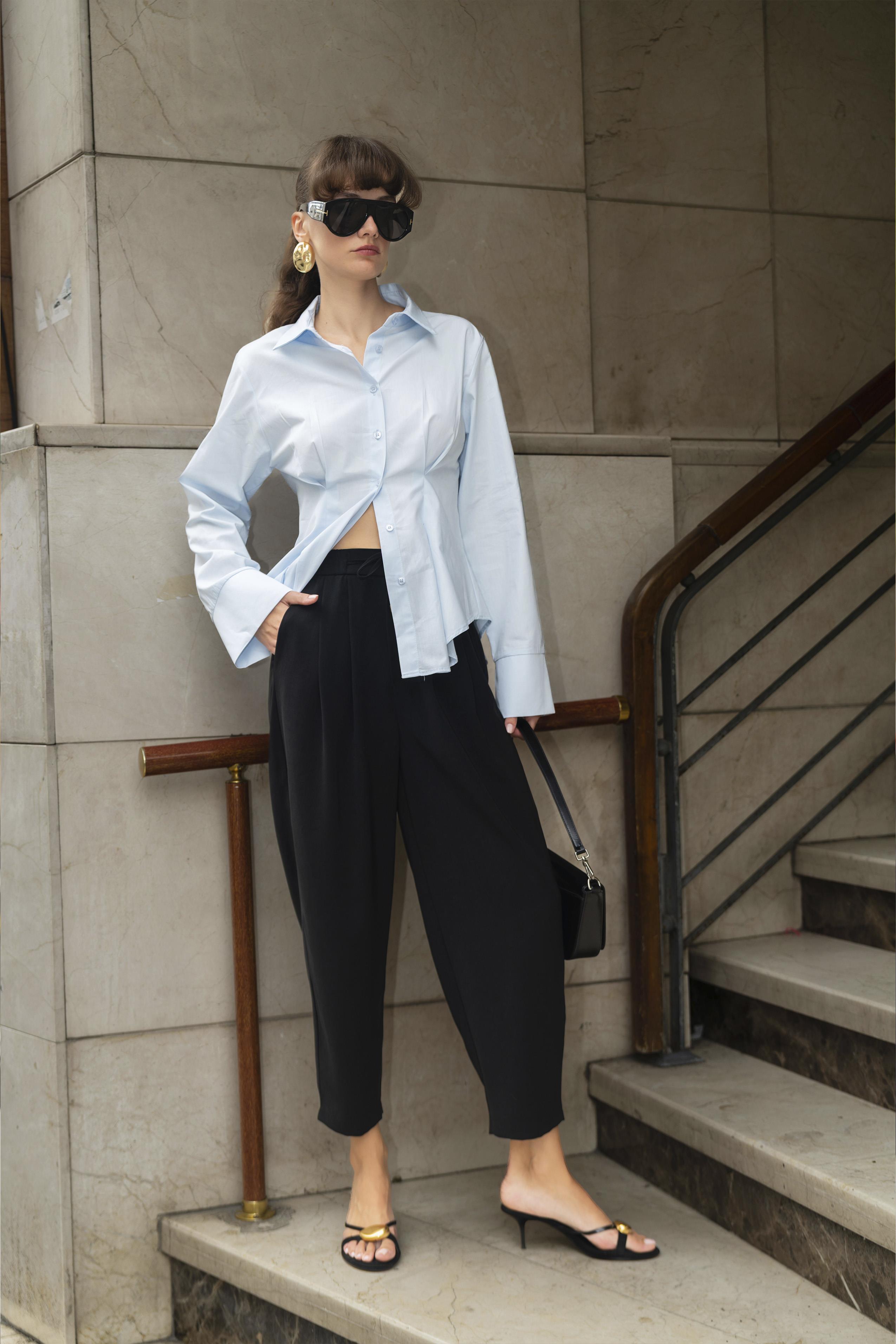 4965 PİLİLİ GÖMLEK BEBE MAVİ