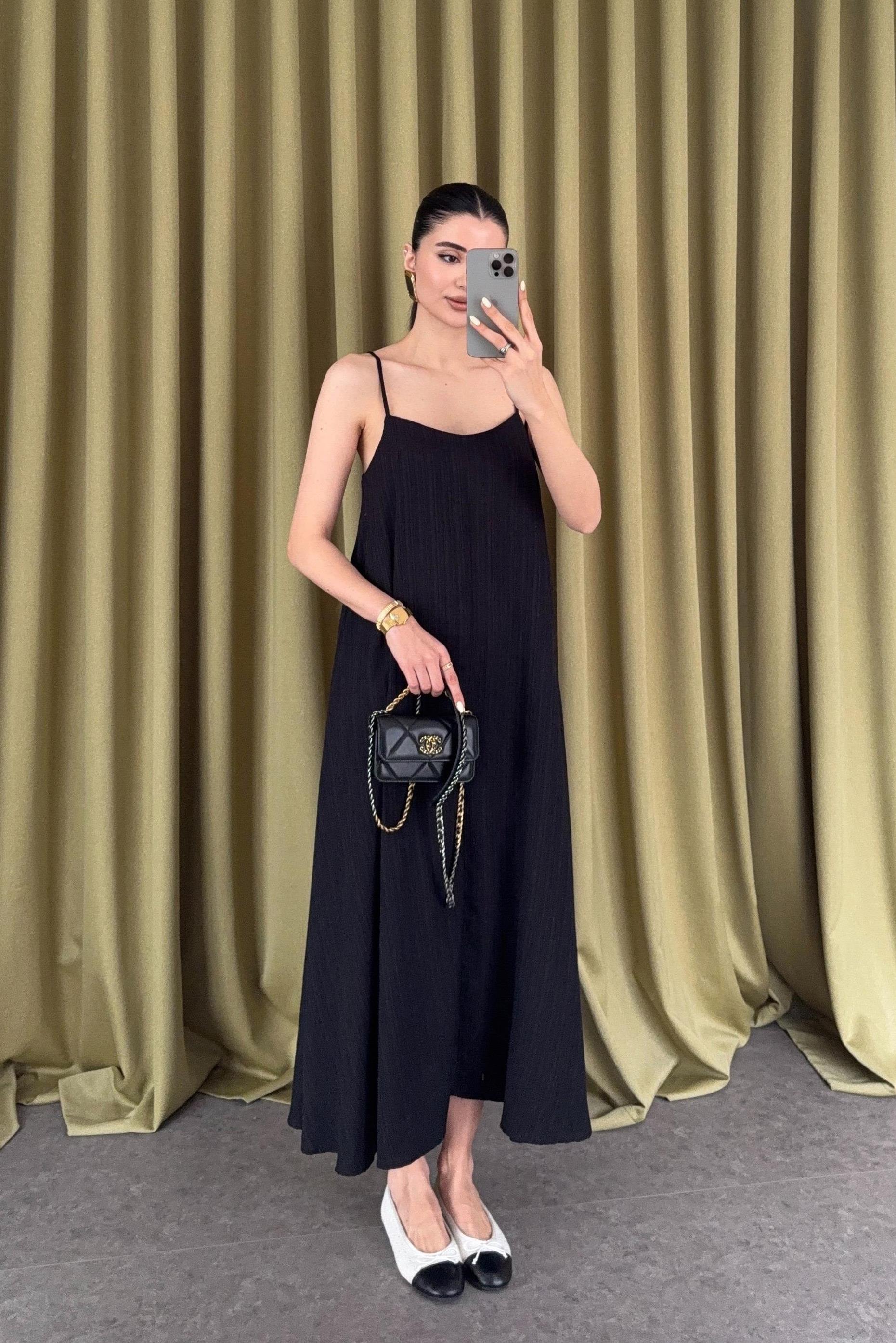 3124 ASKILI ELBİSE(2975) SİYAH