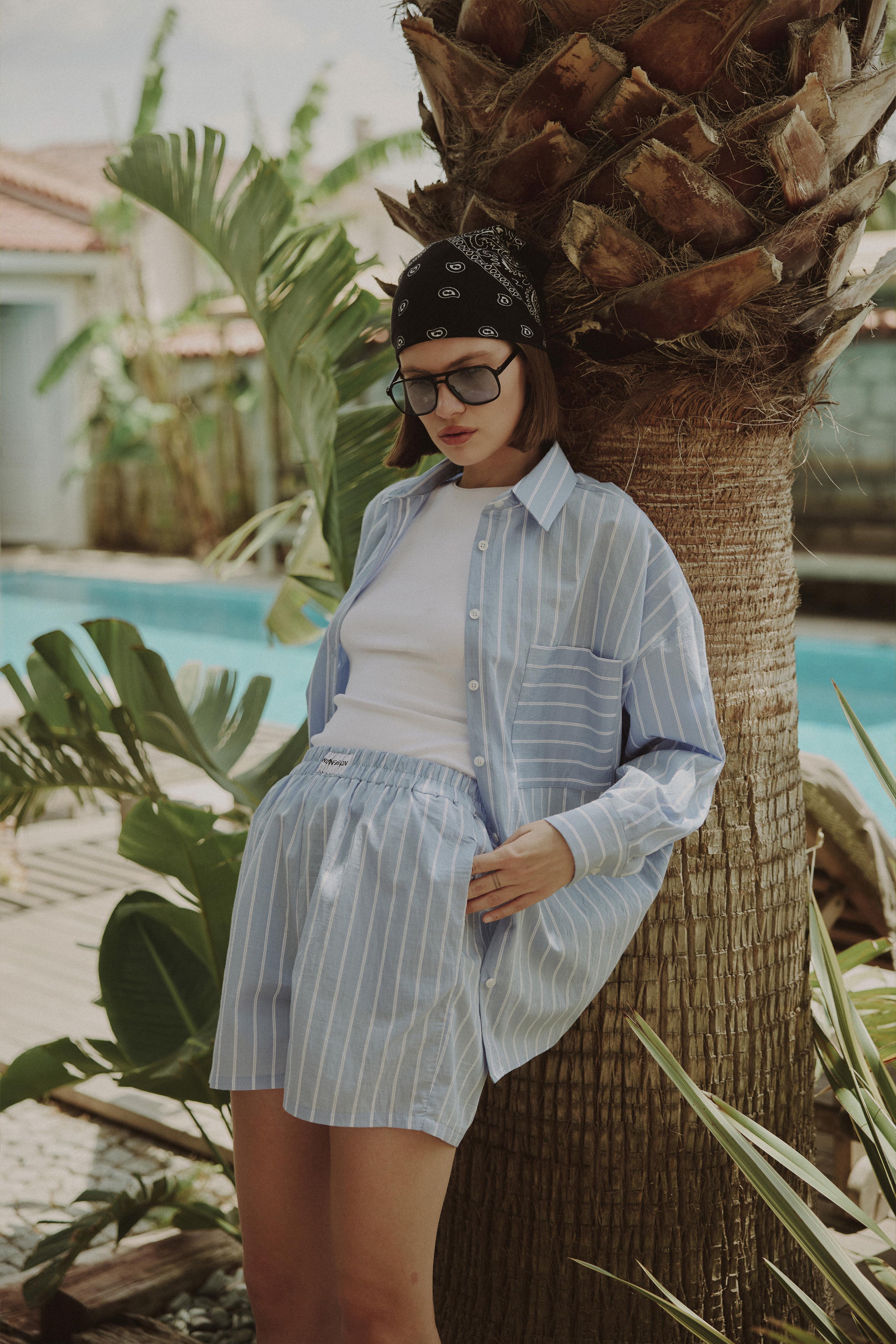 51177 GÖMLEK ŞORT TAKIM MAVİ