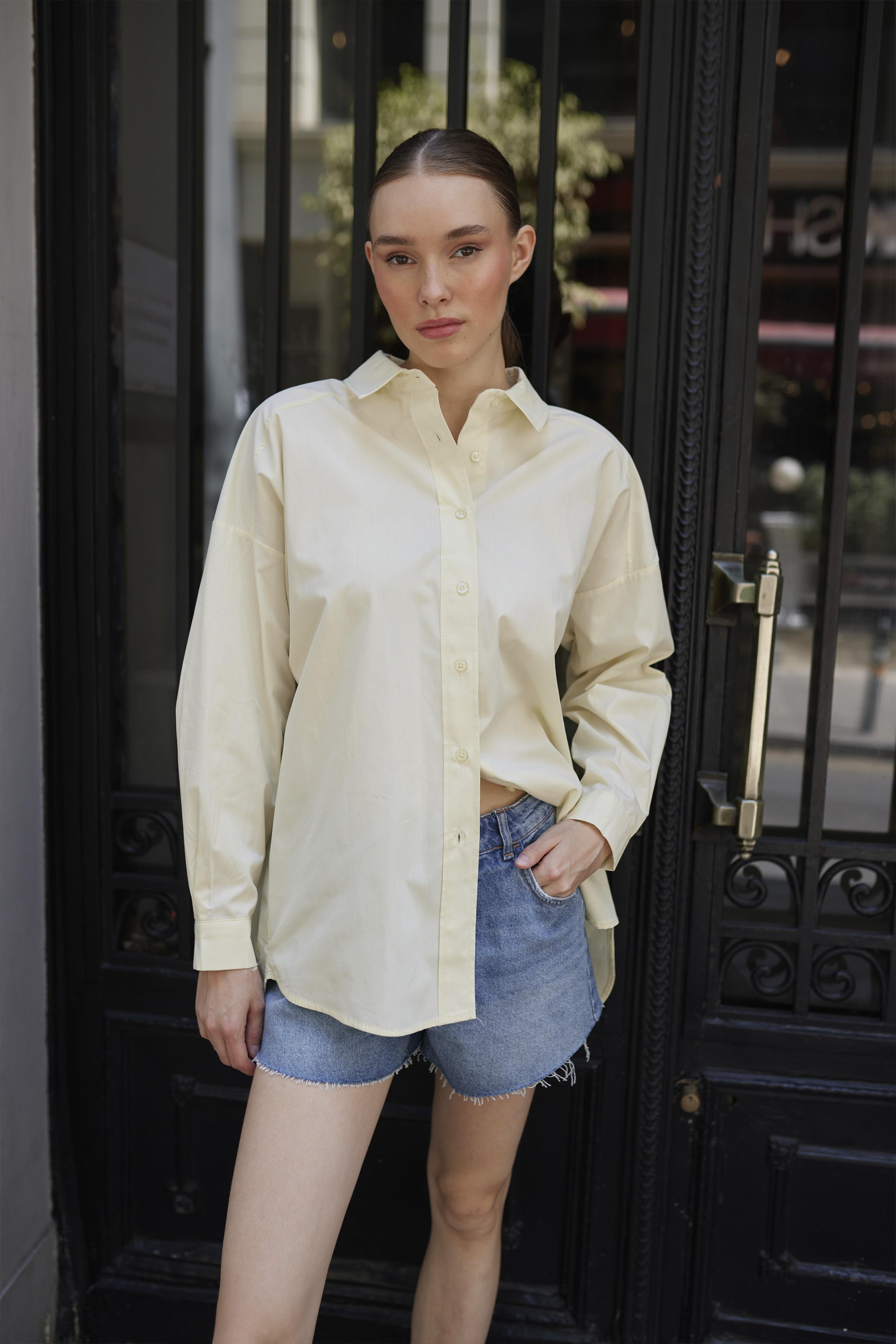 4943 POPLİN GÖMLEK SARI