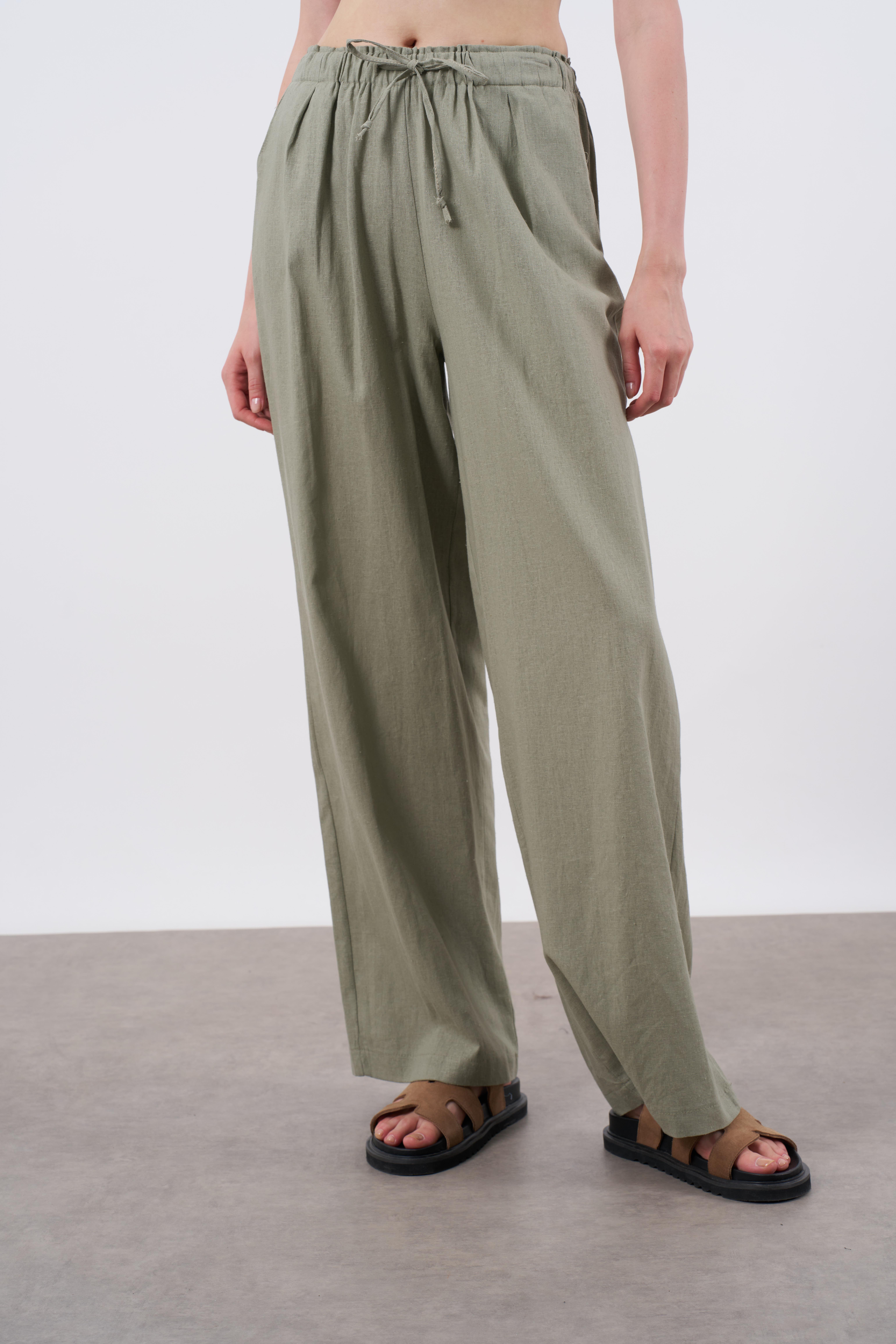 51017 KETEN PANTOLON ÇAĞLA YEŞİL