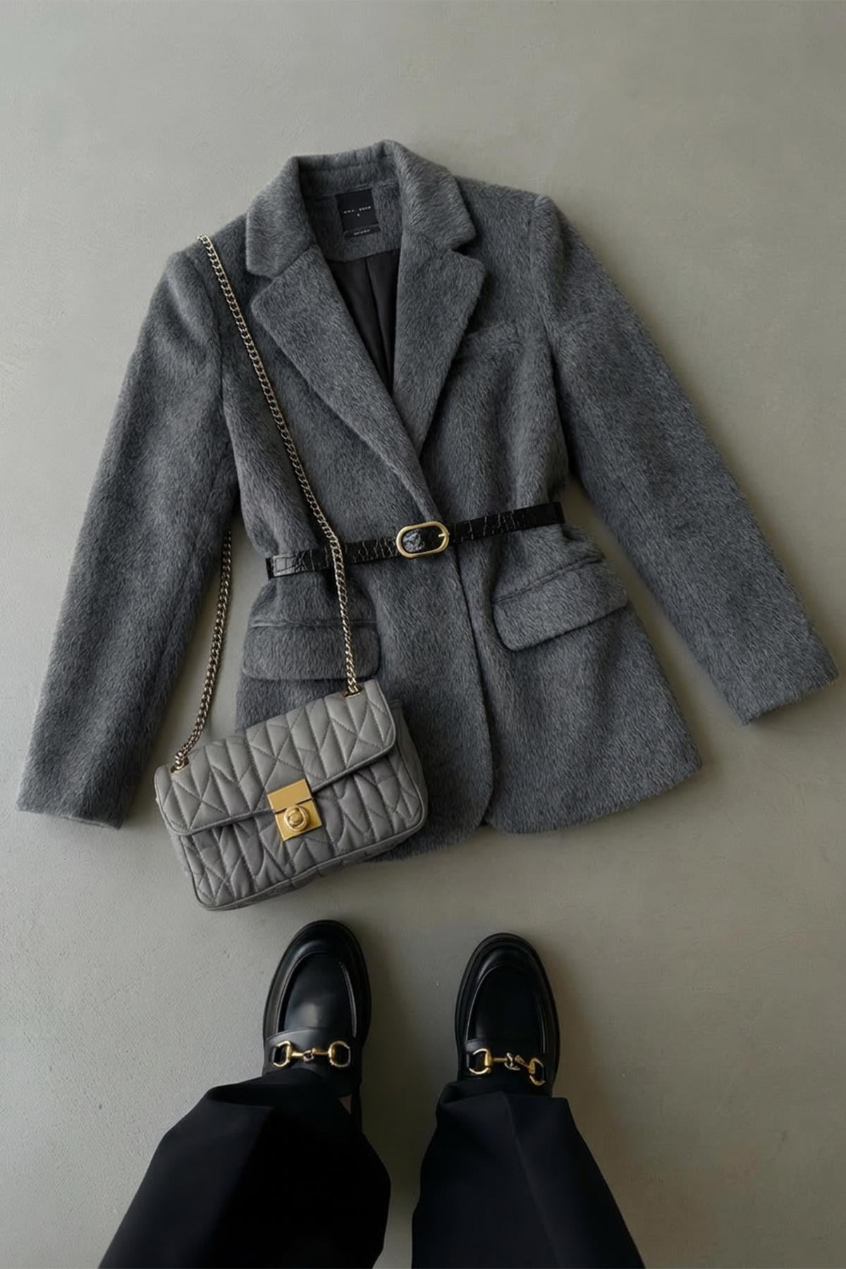 9490 PELUŞLU CEKET GRİ