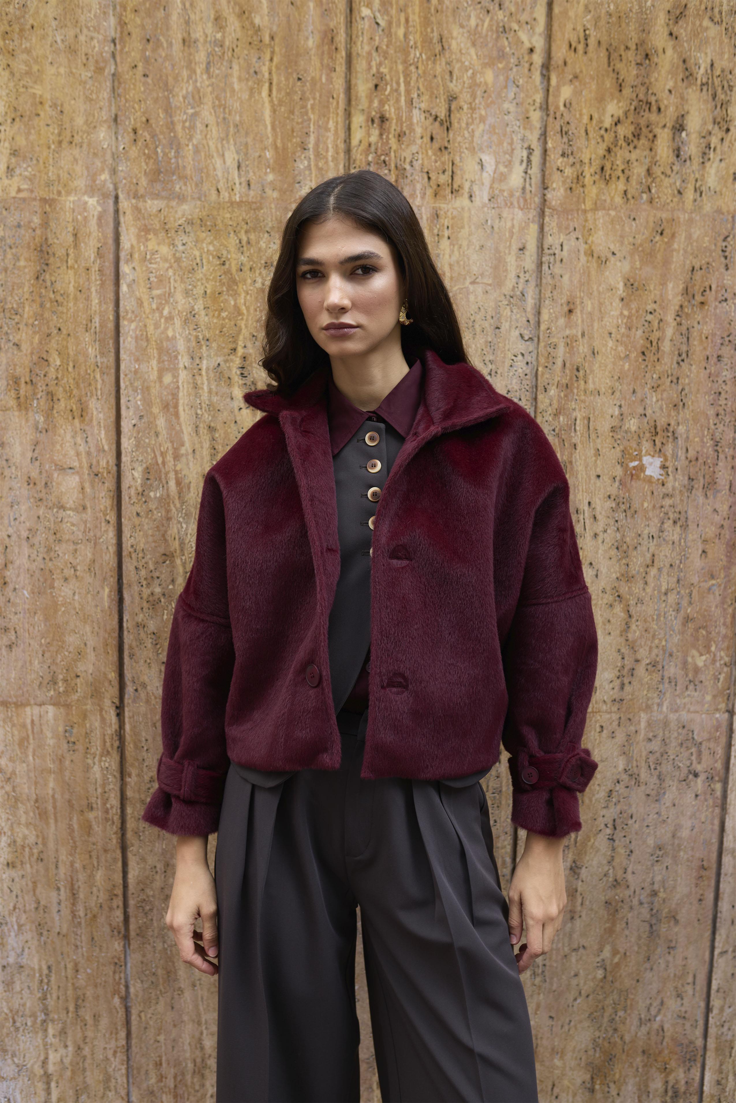 9654 PELUŞ CEKET BORDO