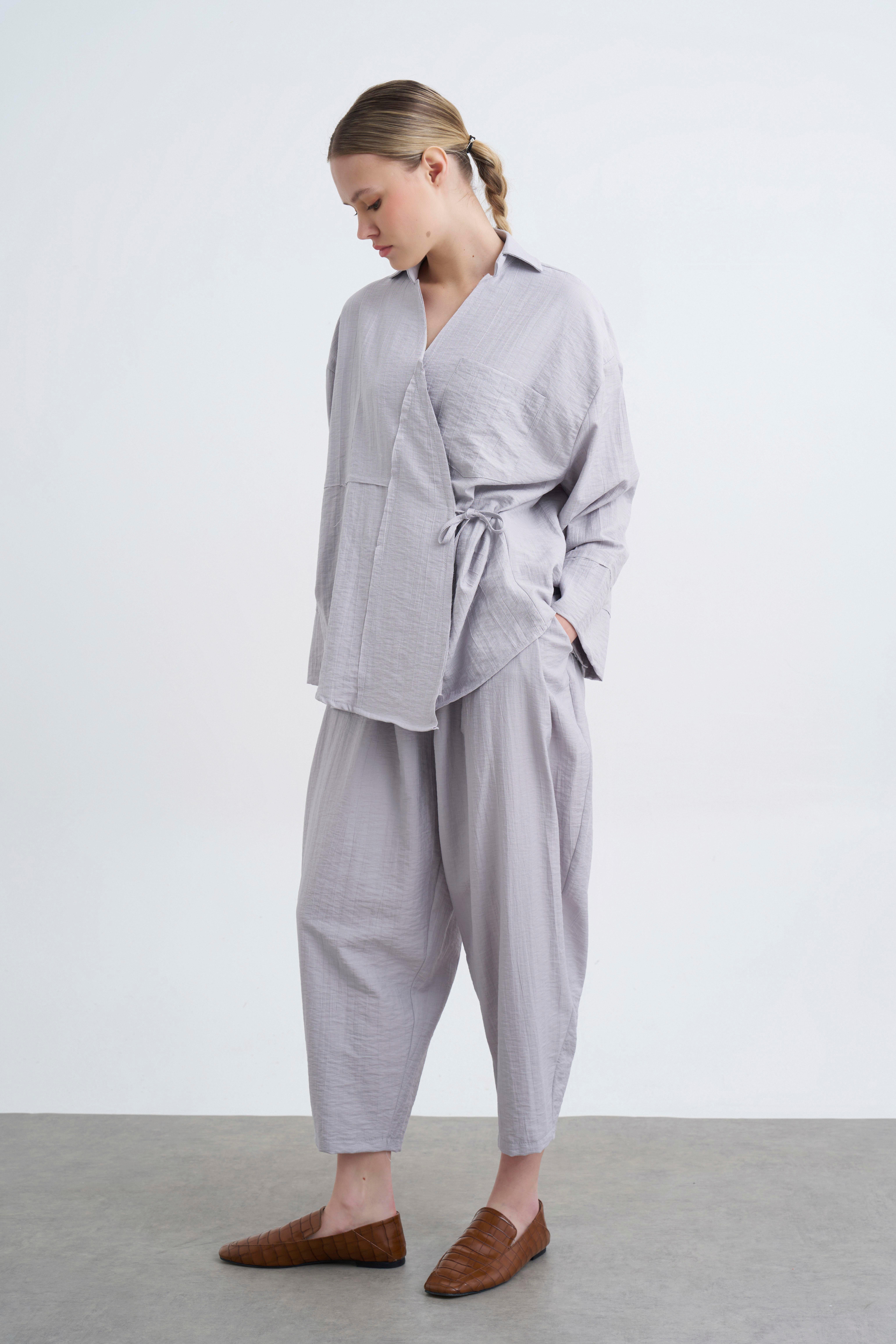 50970 BLUZ PANTOLON TAKIM AÇIK GRİ