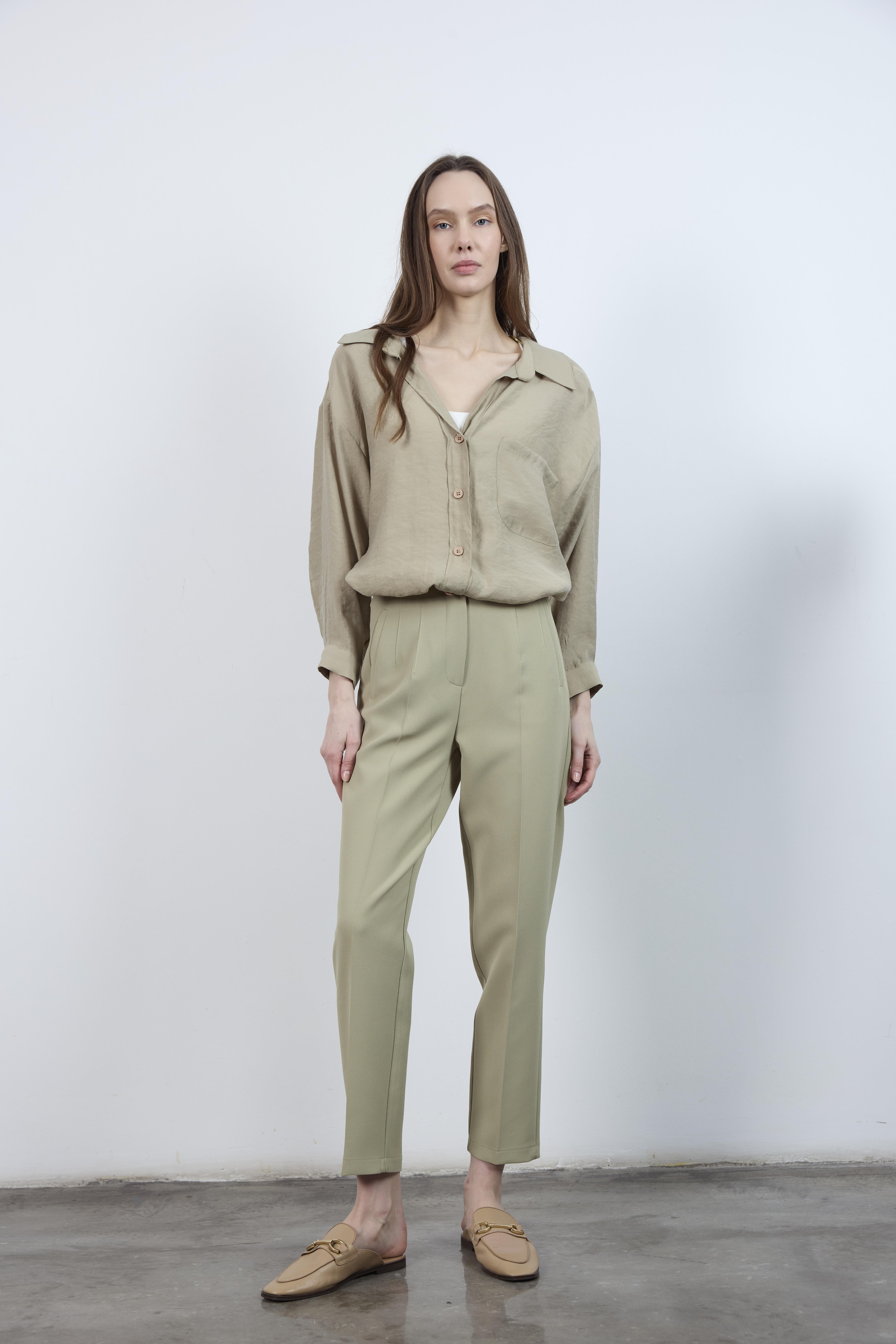 50109 PENSLİ HAVUÇ PANTOLON AÇIK HAKİ