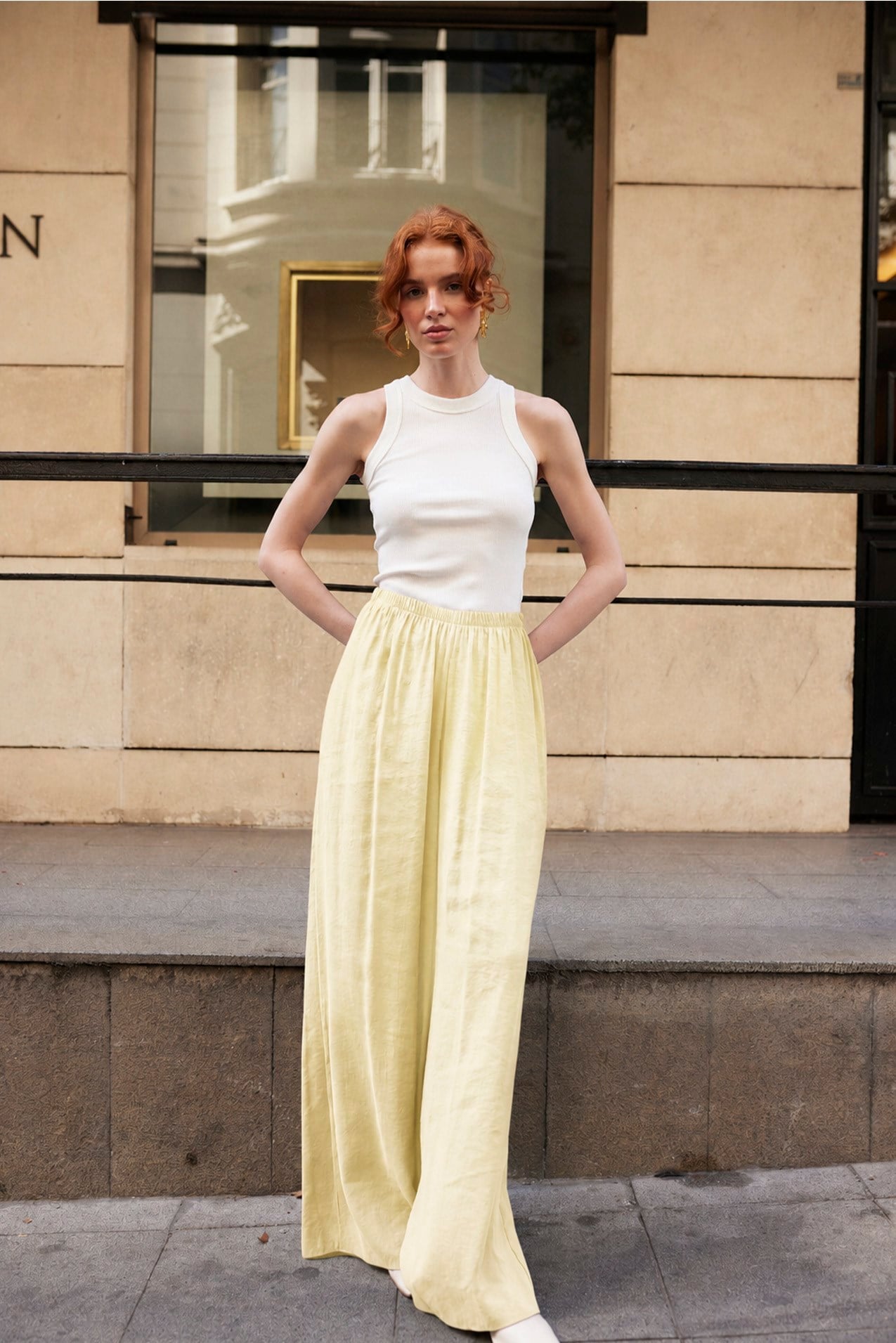 50979 LASTİKLİ PANTOLON AÇIK SARI