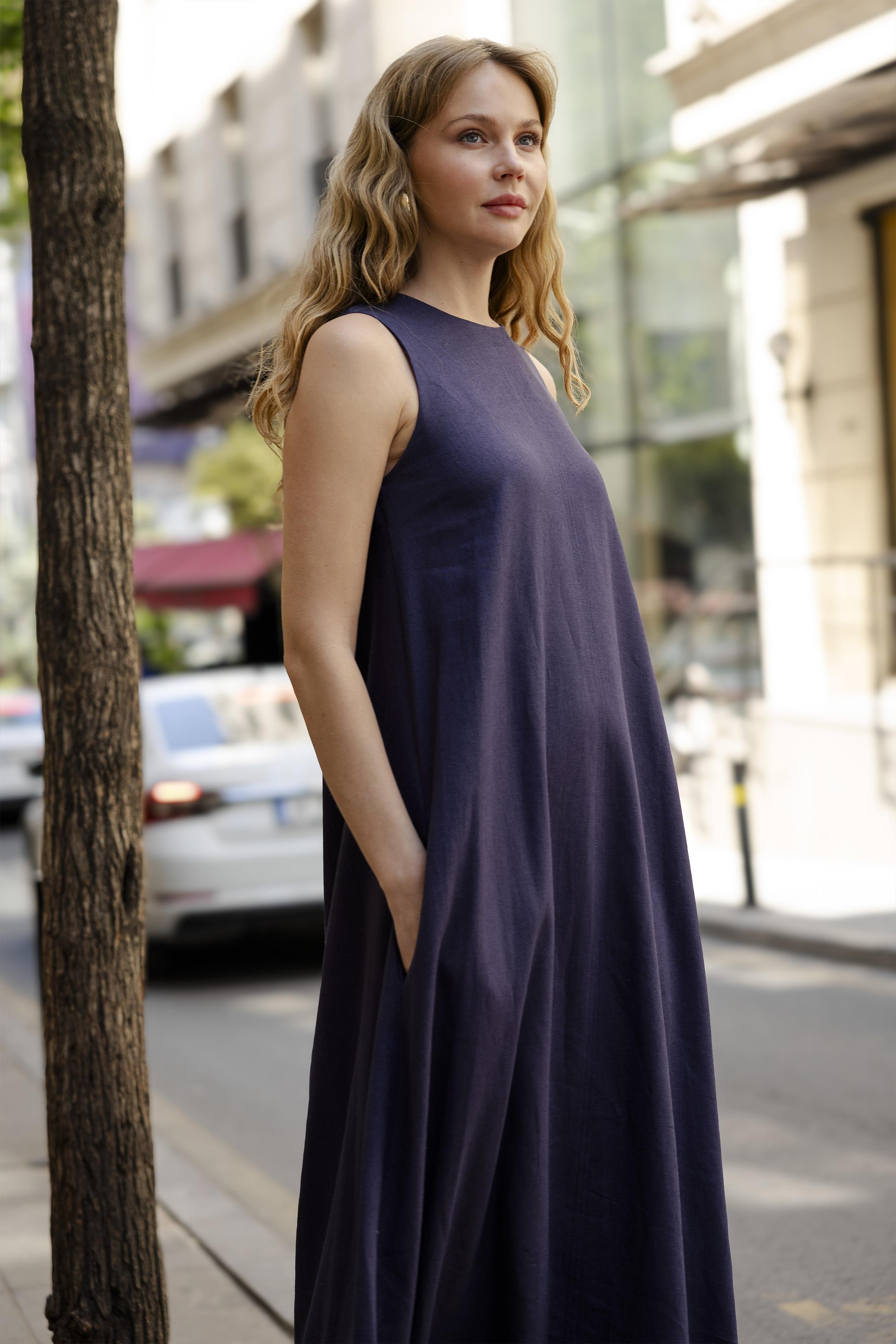 3315 KOLSUZ ELBİSE LACİVERT