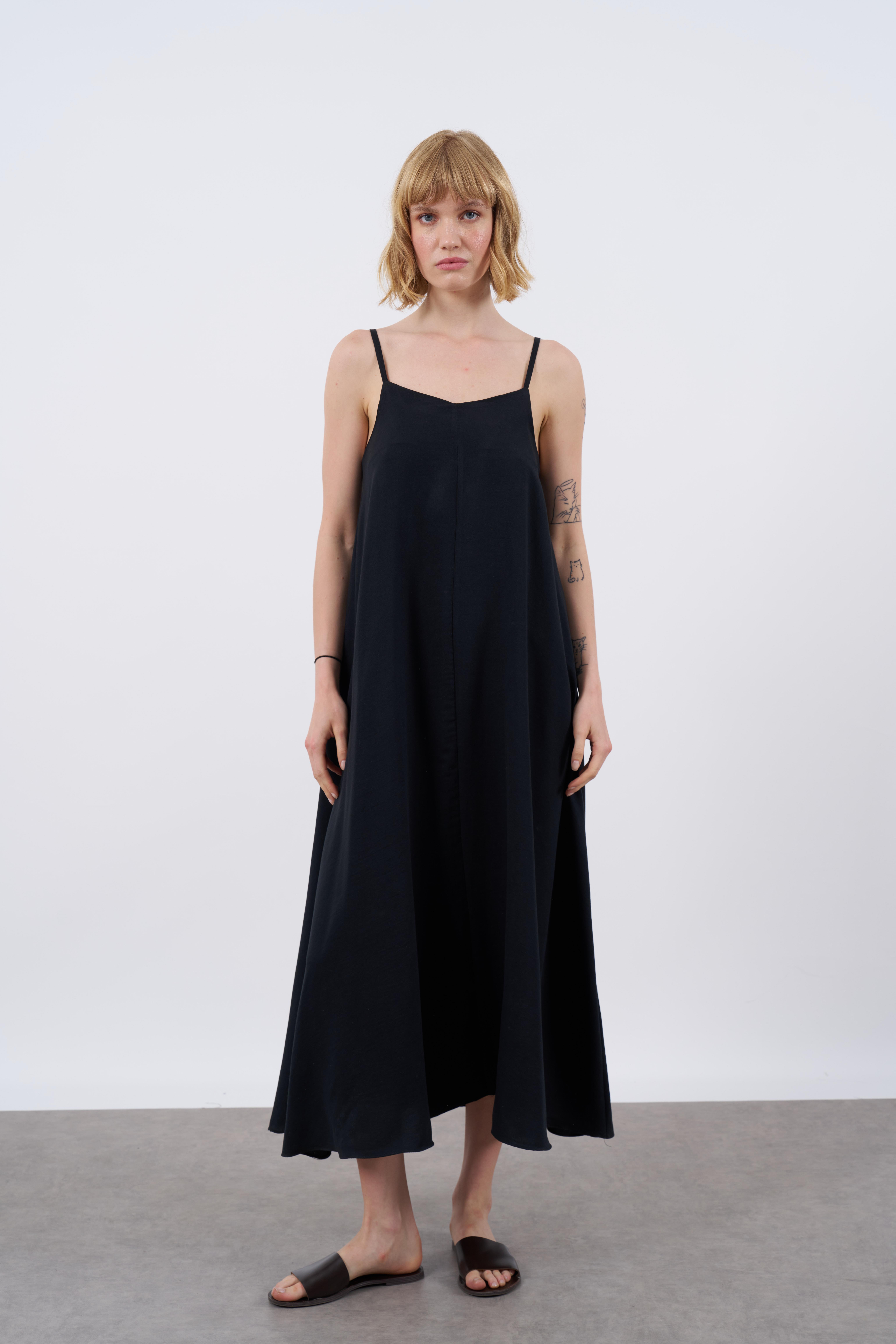 2975 ASKILI ELBİSE SİYAH