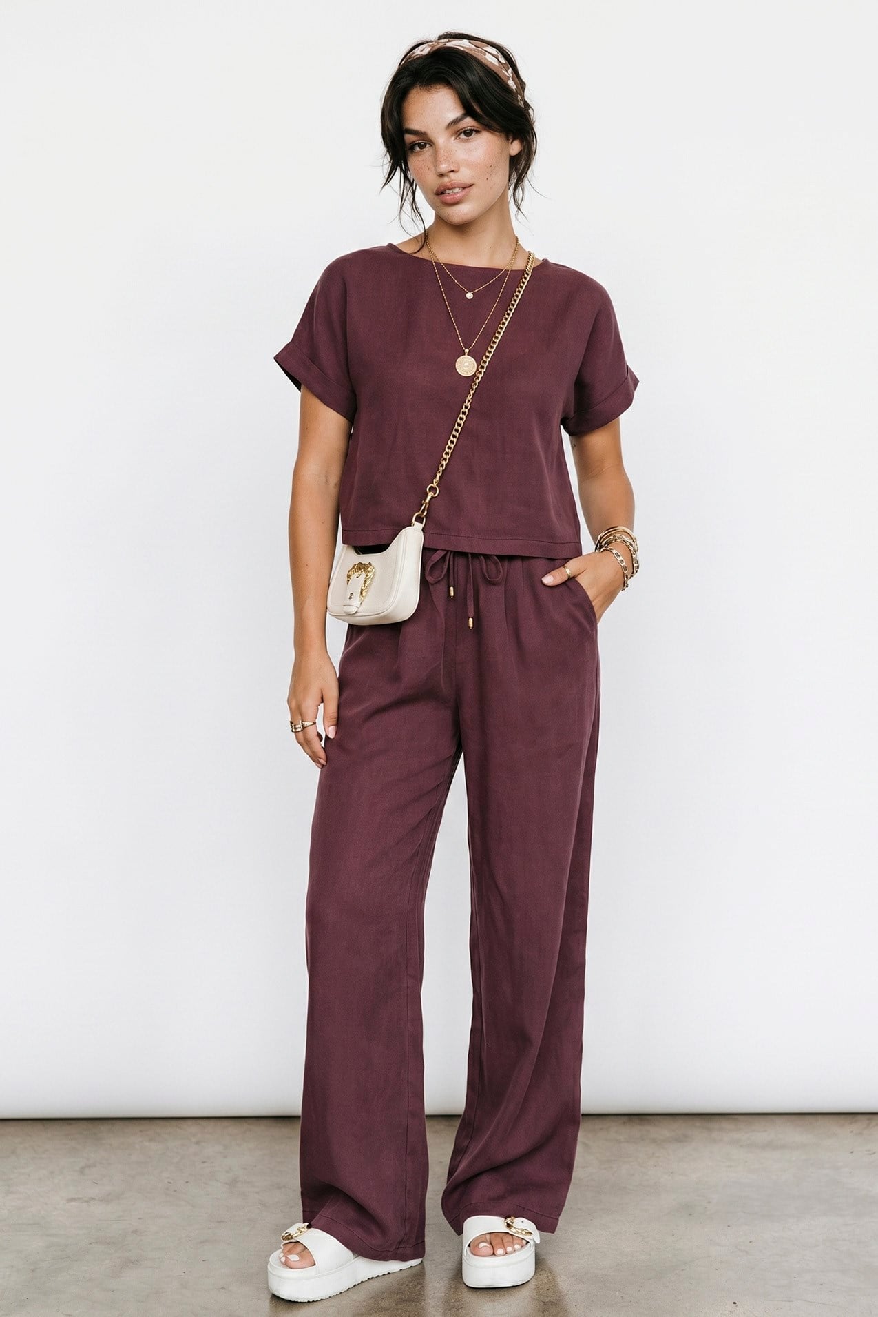 51163 BLUZ PANTOLON TAKIM BORDO