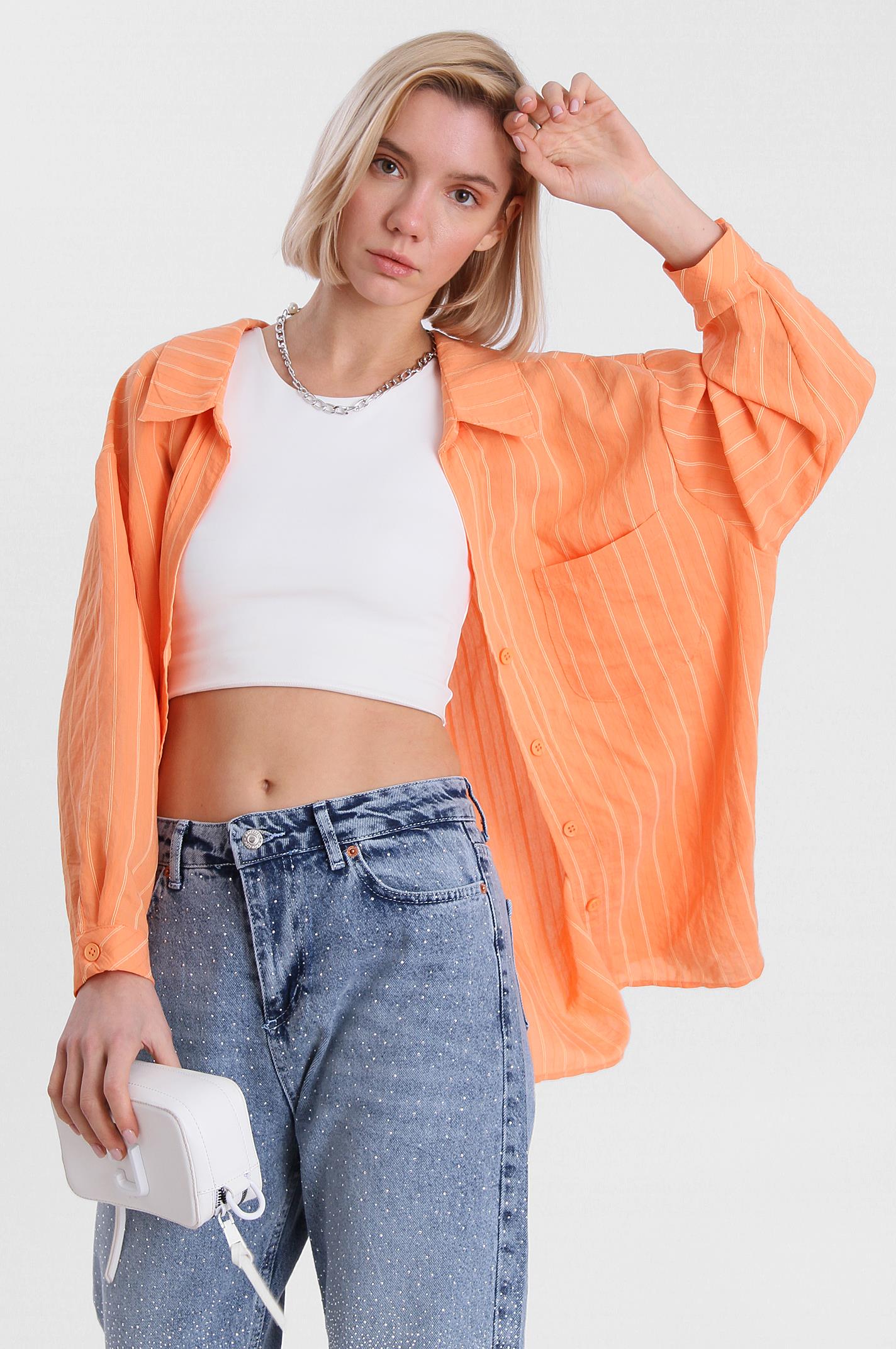 4758 OVERSIZE GÖMLEK(4612) ORANGE
