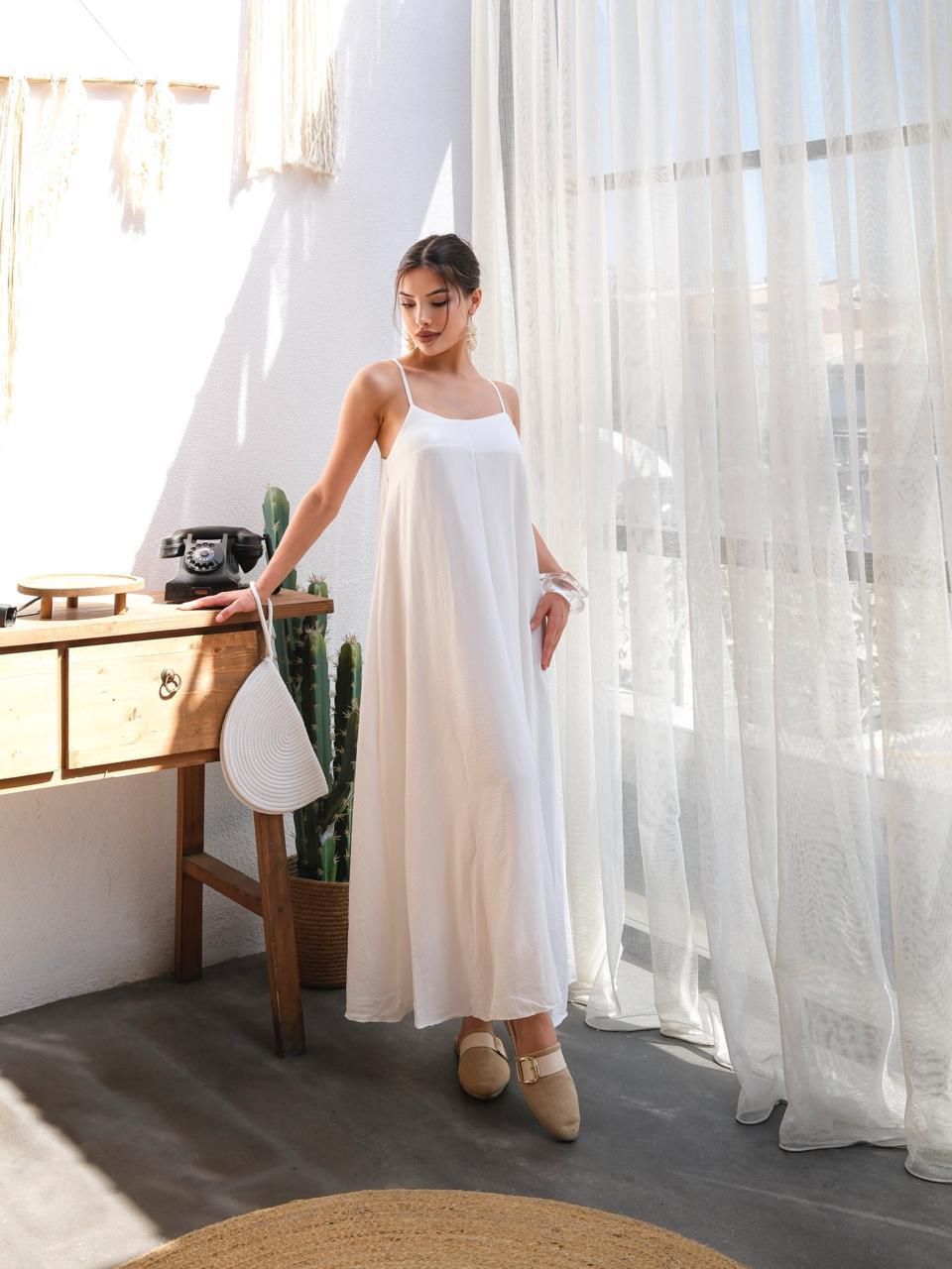 2975 ASKILI ELBİSE BEYAZ