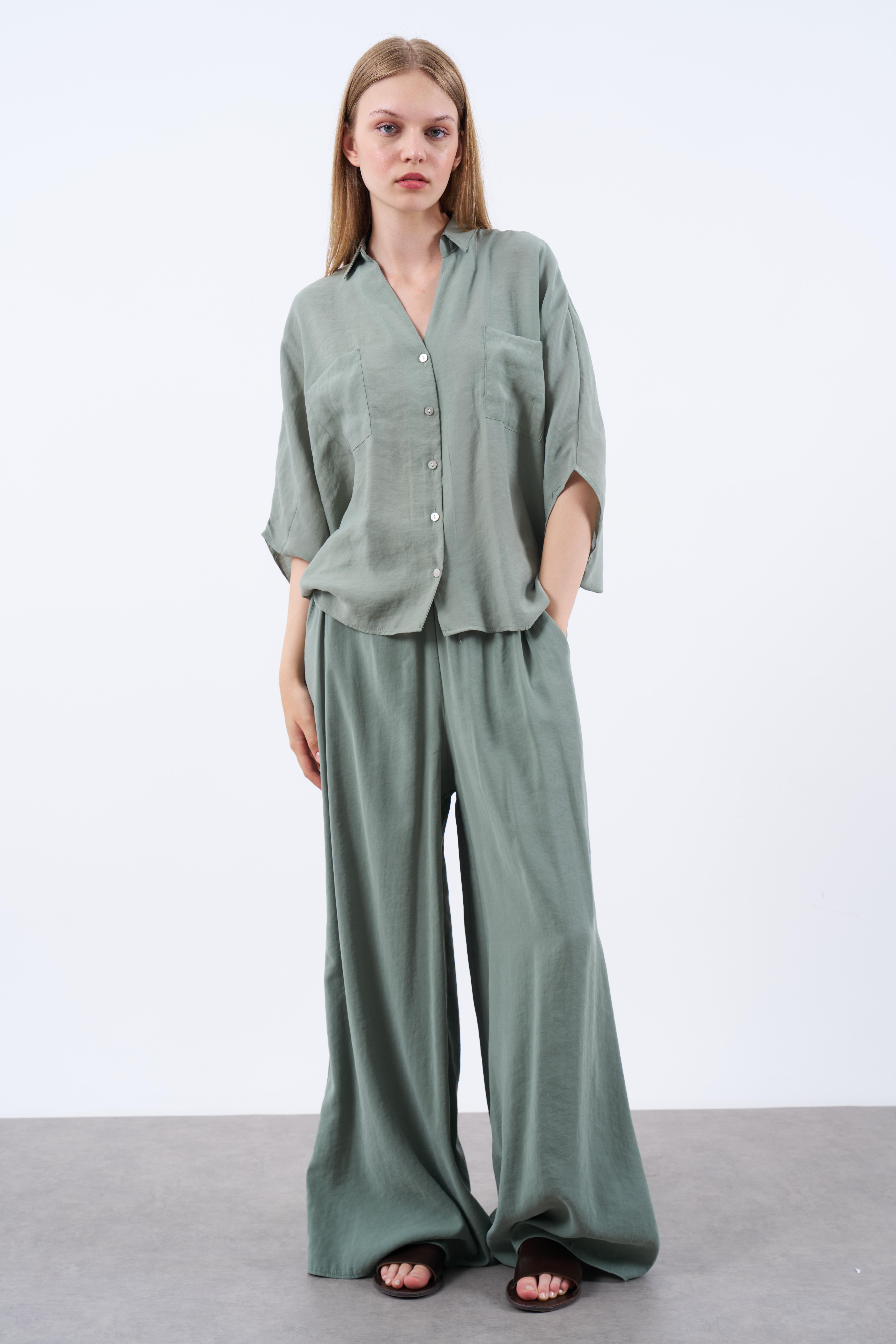 4925 OVERSIZE GÖMLEK ÇAĞLA YEŞİL