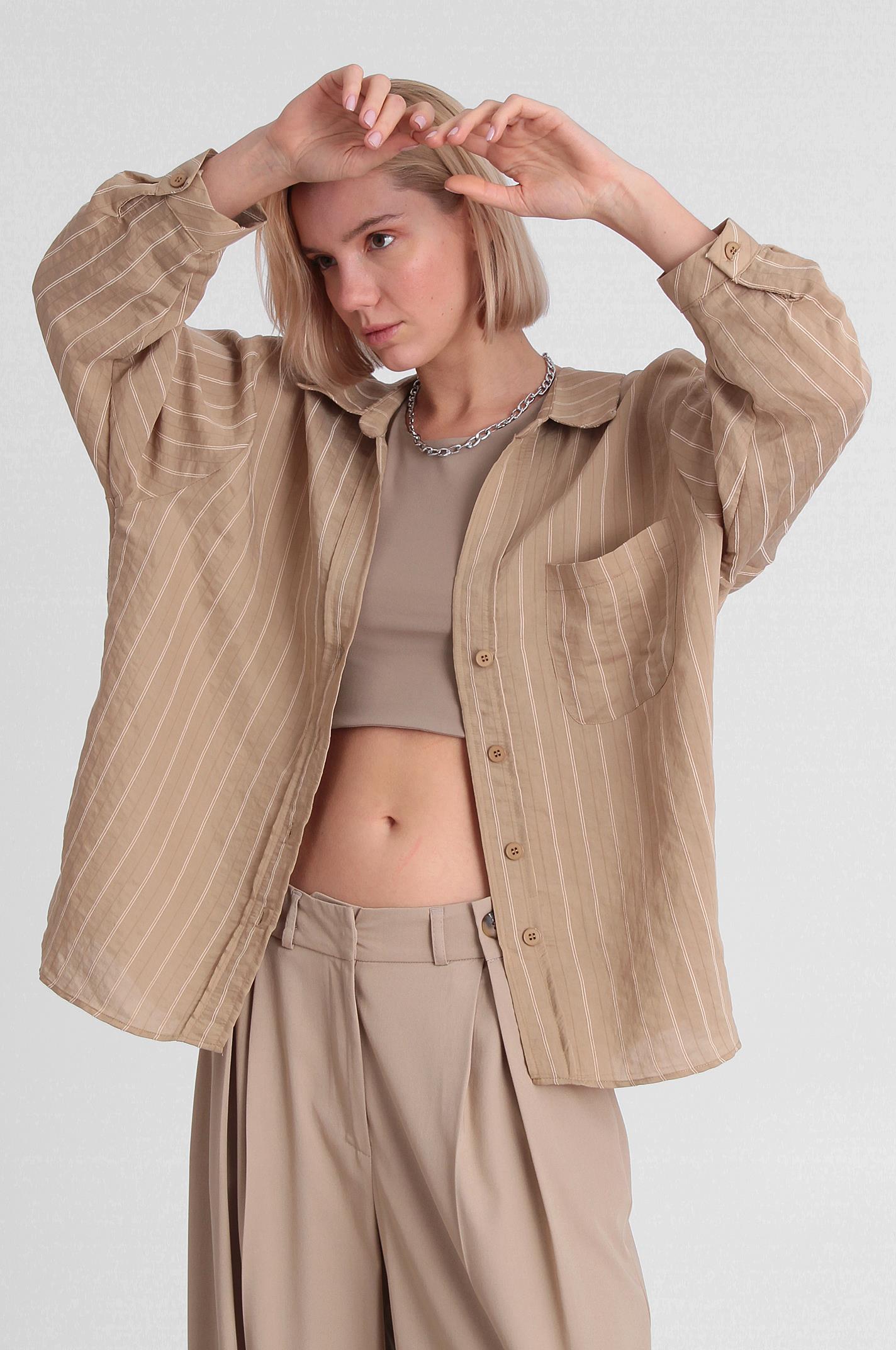 4758 OVERSIZE GÖMLEK(4612) CAMEL