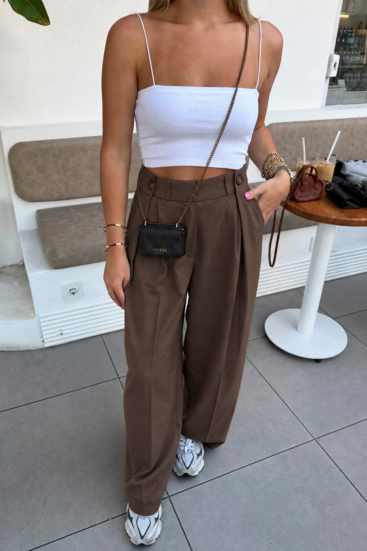 50920 POLİVİSKON PANTOLON KAHVE