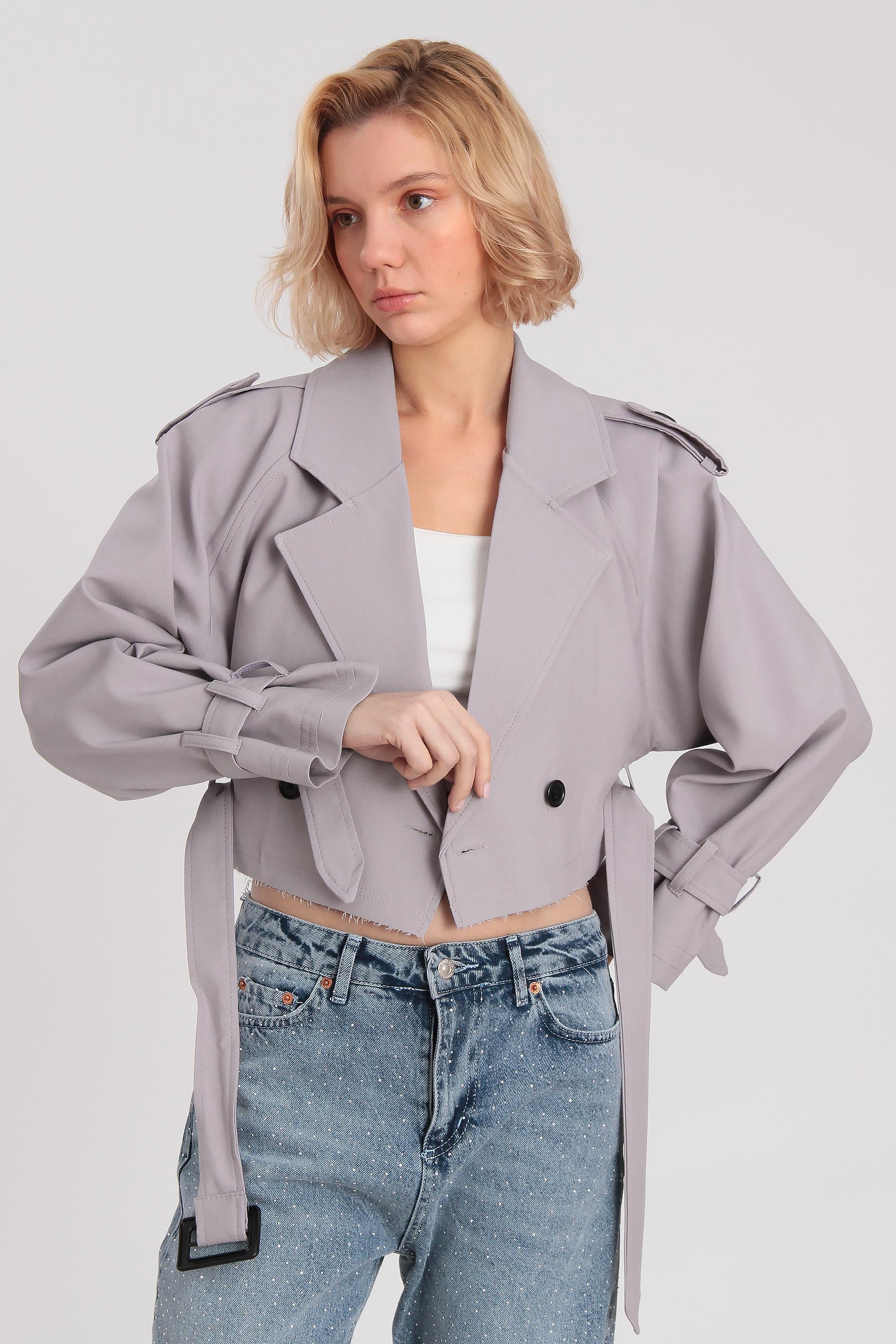 9306 REGLAN KISA CEKET GRİ