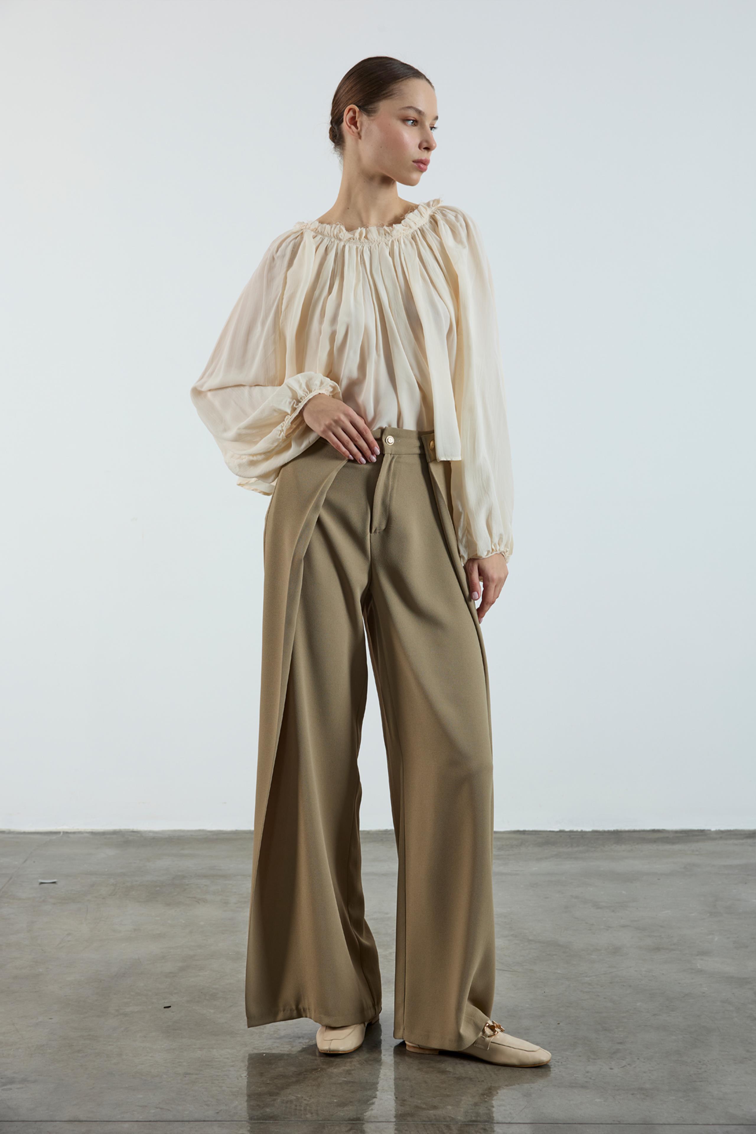 51133 KREP PANTOLON KOYU VİZON