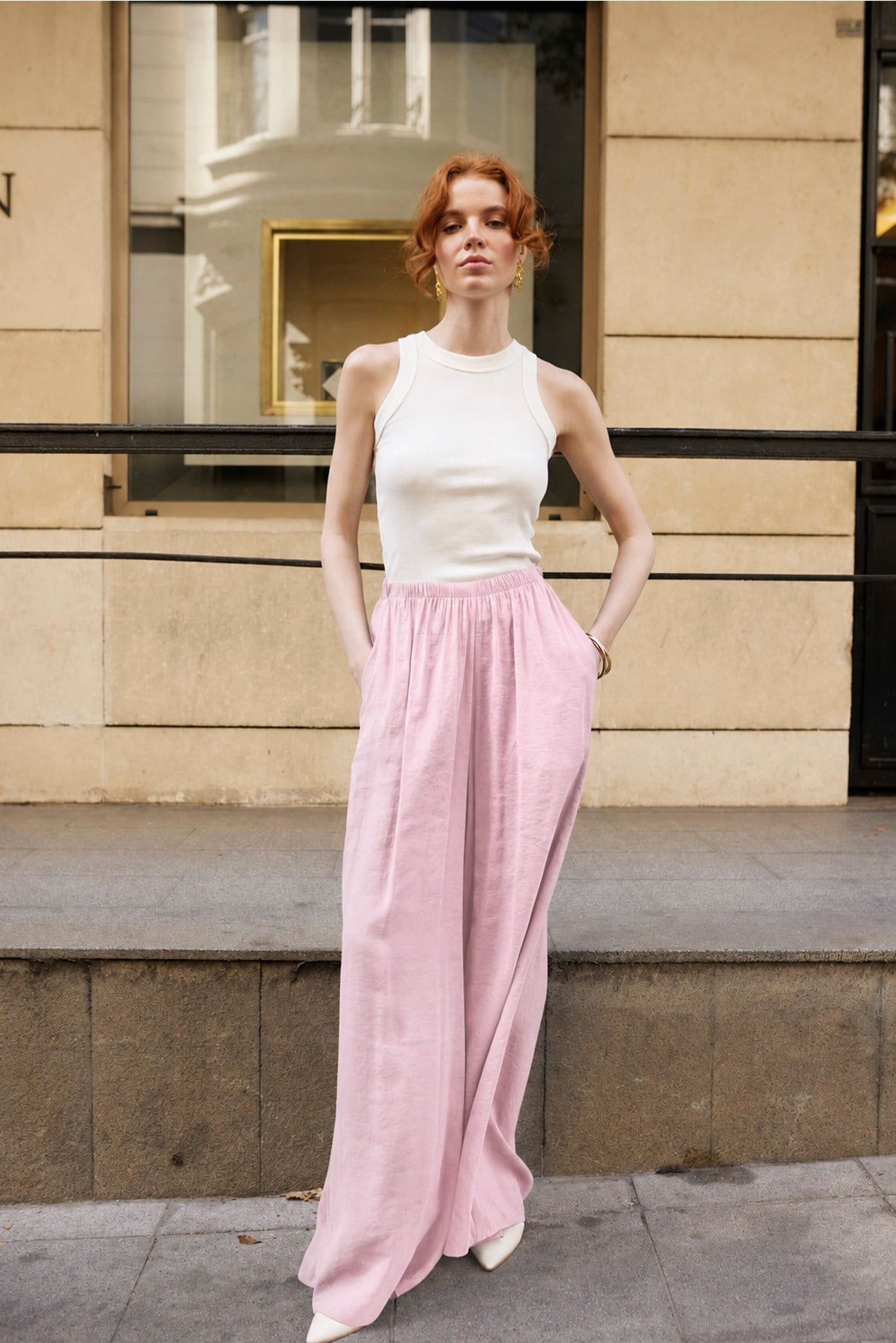 50979 LASTİKLİ PANTOLON PEMBE