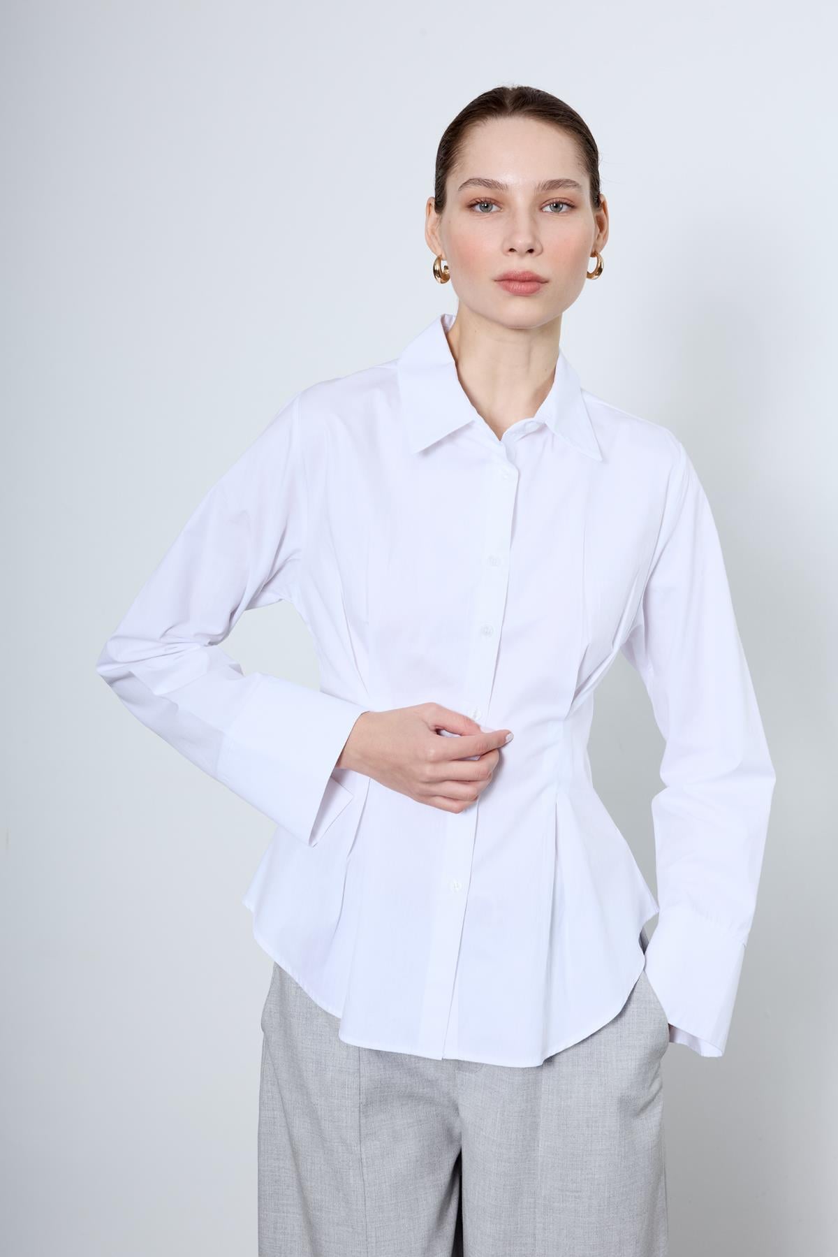 4965 PİLİLİ GÖMLEK BEYAZ