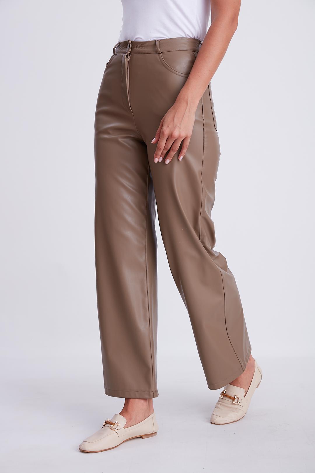 50228 BOL PAÇA DERİ PANTOLON VİZON