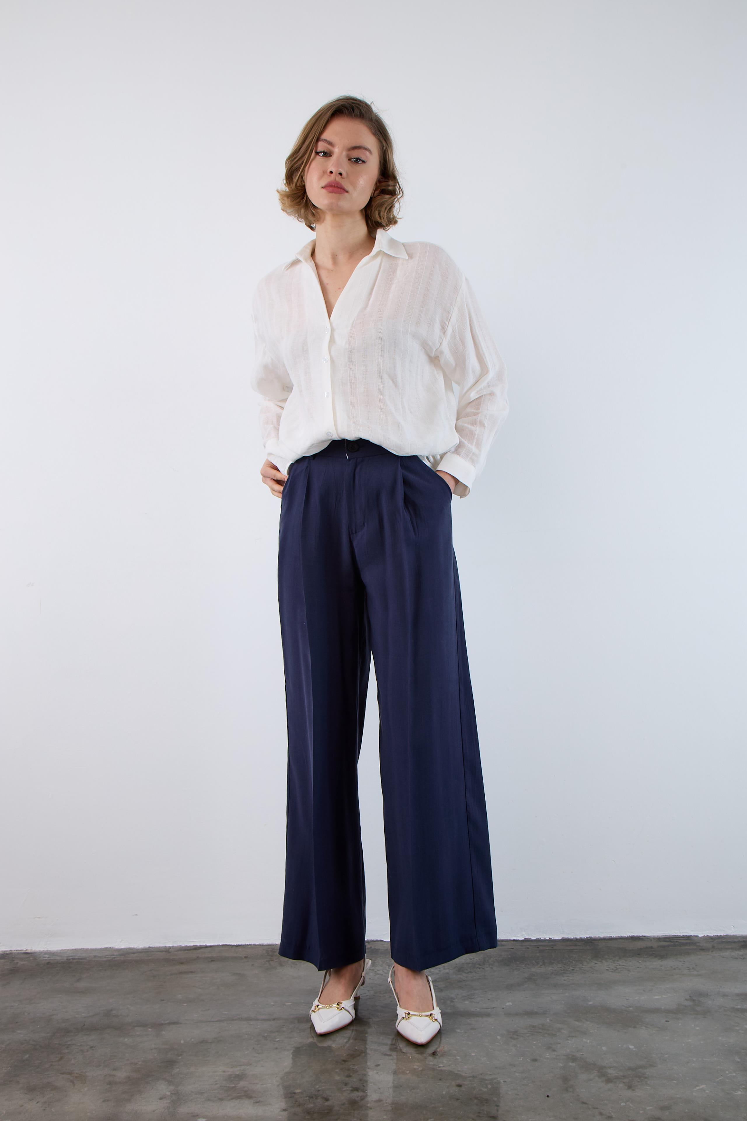 51020 TENCEL PANTOLON LACİVERT