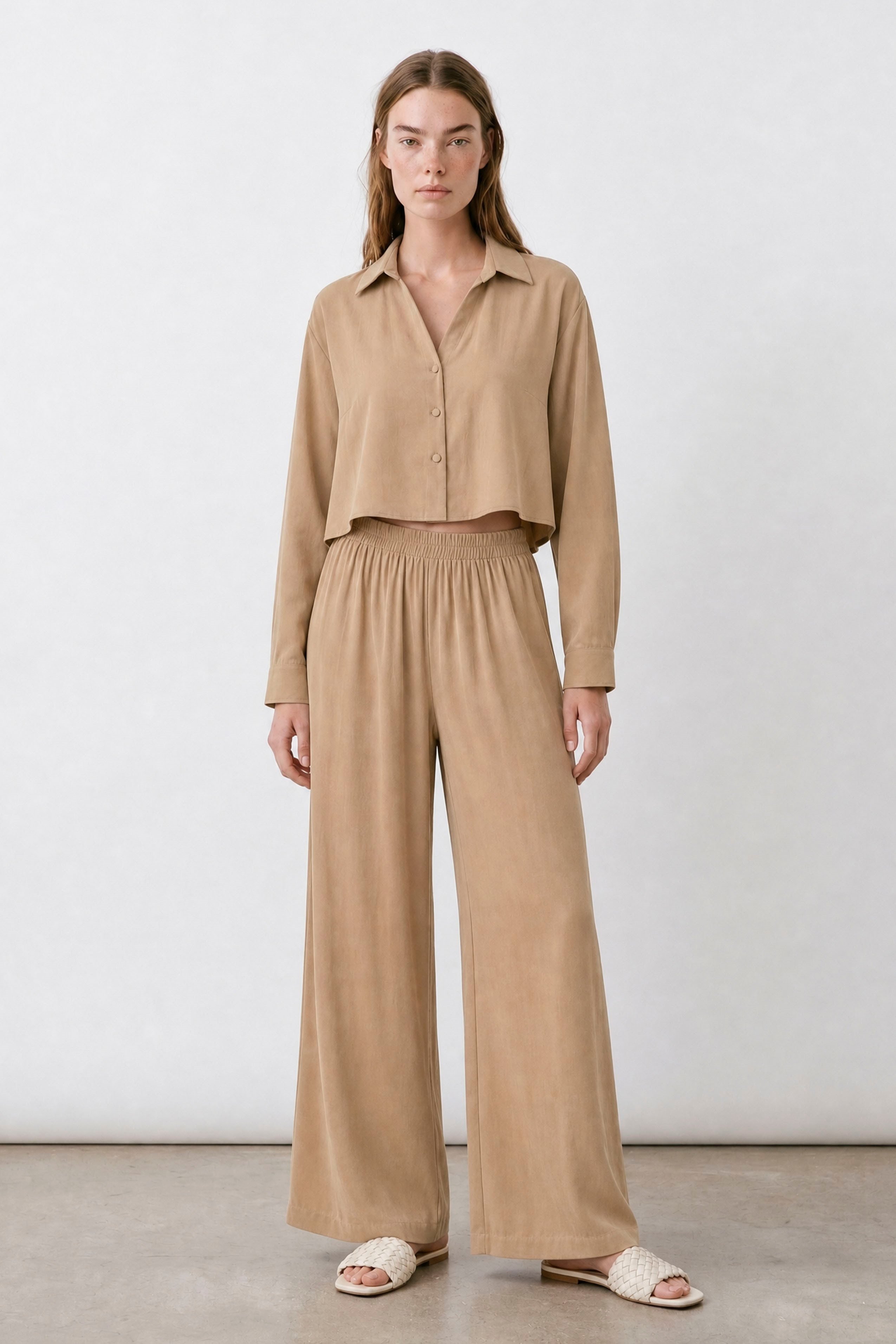 50960 GÖMLEK PANTOLON TAKIM CAMEL