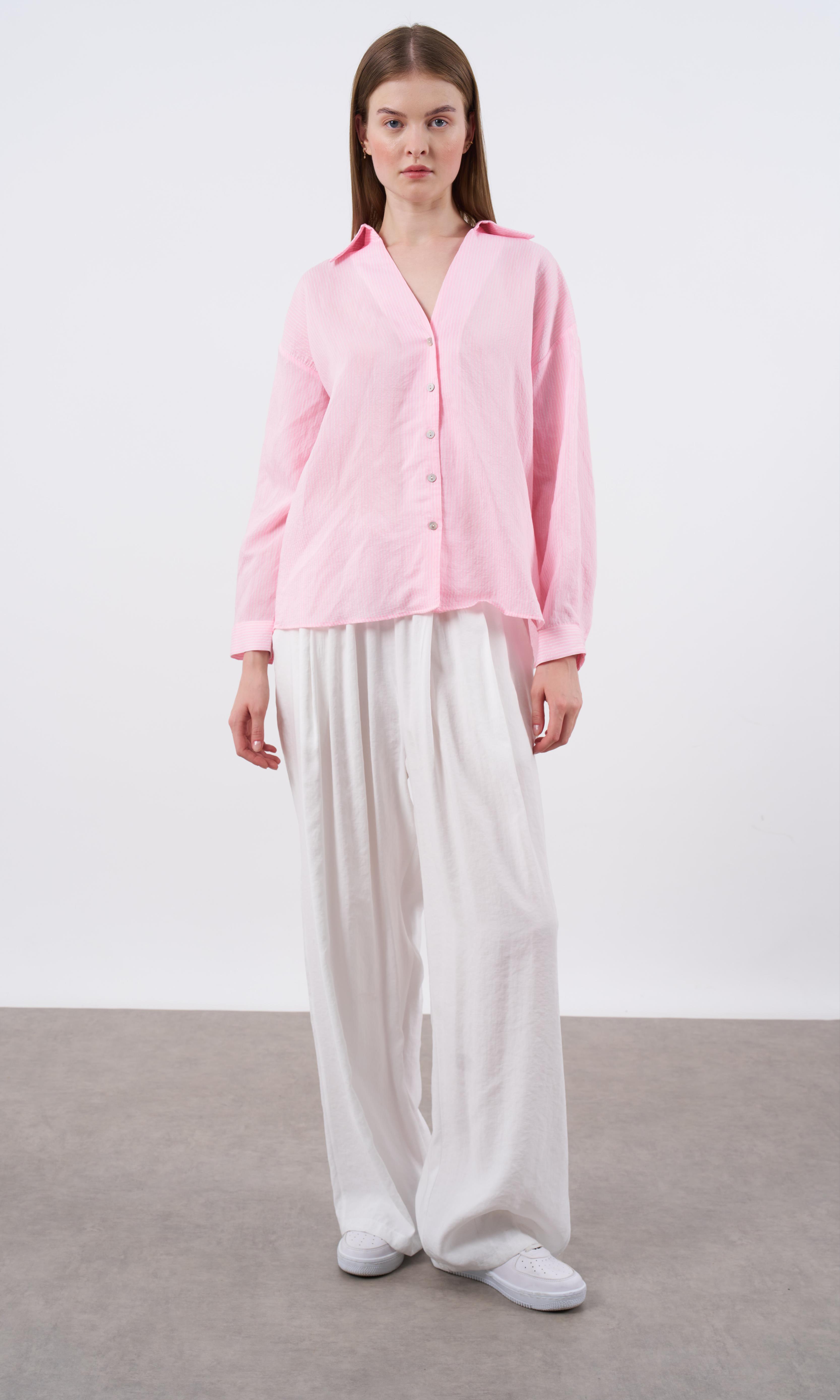 4906 ÇİZGİLİ GÖMLEK PEMBE-BEYAZ