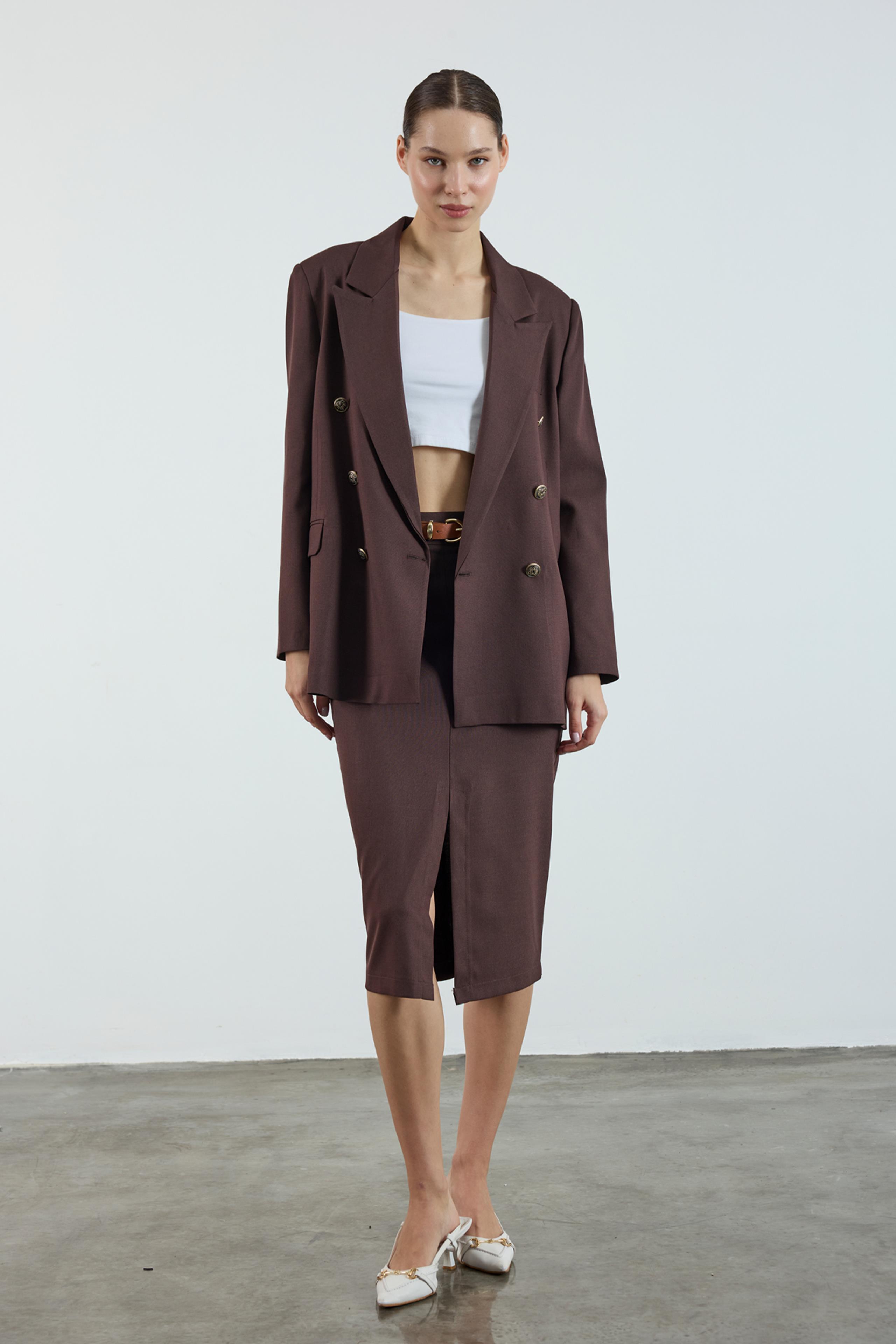 9561 POLİVİSKON KRUVAZE CEKET KAHVE