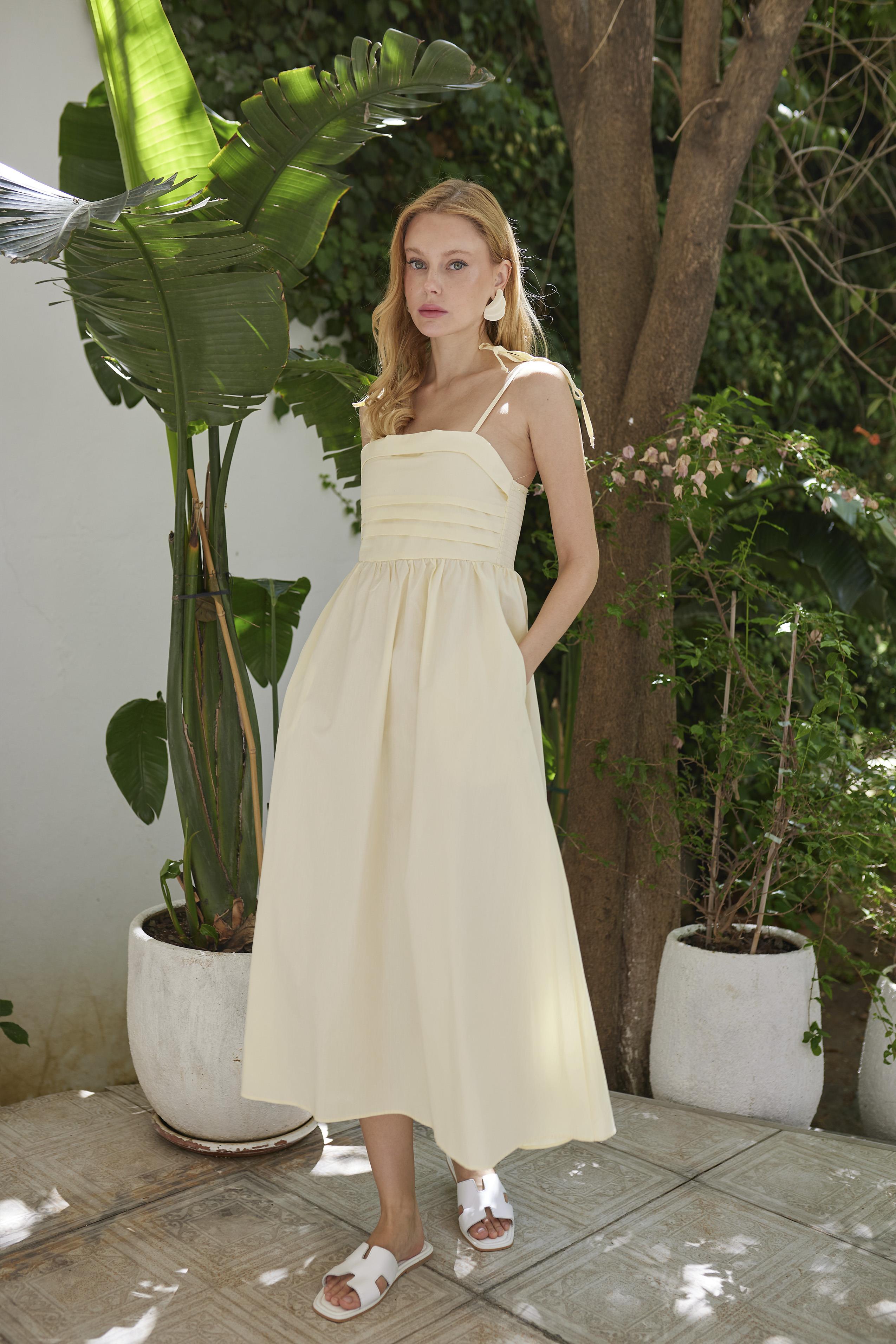 3332 ASKILI ELBİSE SARI