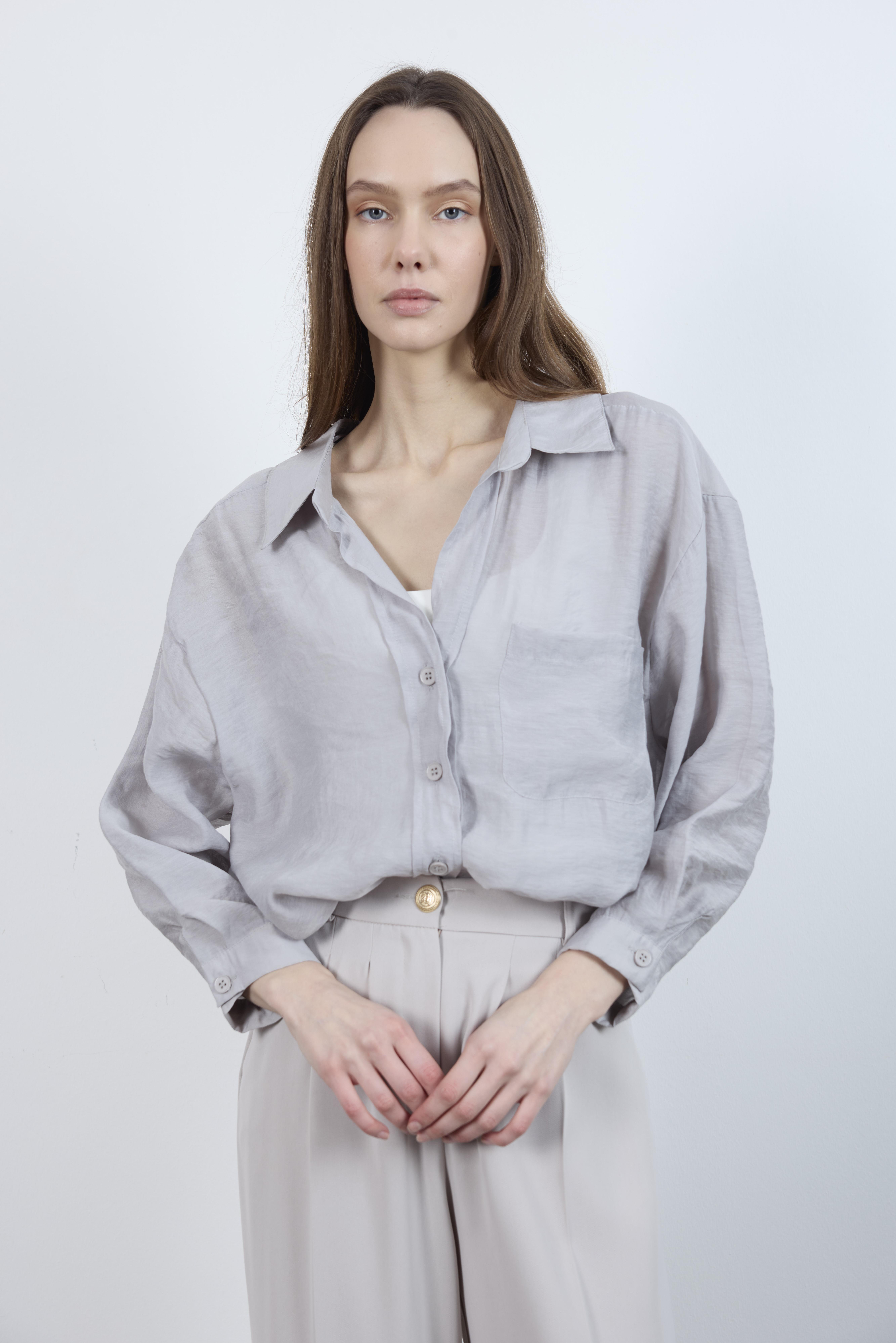 4612 DÜŞÜK OMUZLU OVERSİZE GÖMLEK AÇIK GRİ