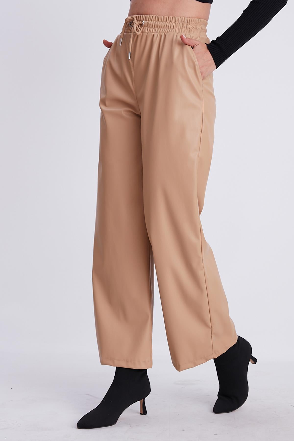 50713 DERİ PALAZZO PANTOLON CAMEL