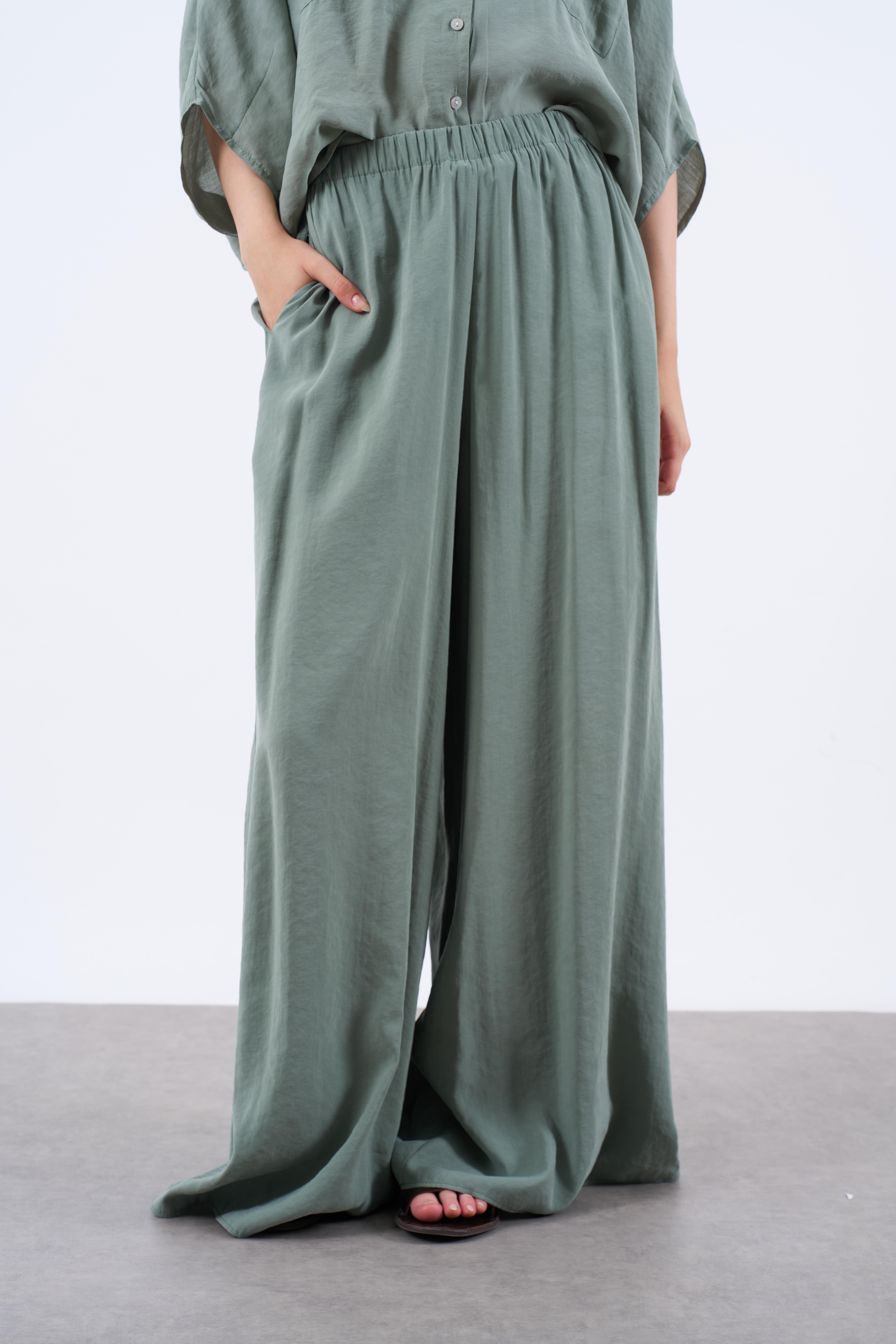 50979 LASTİKLİ PANTOLON ÇAĞLA YEŞİL