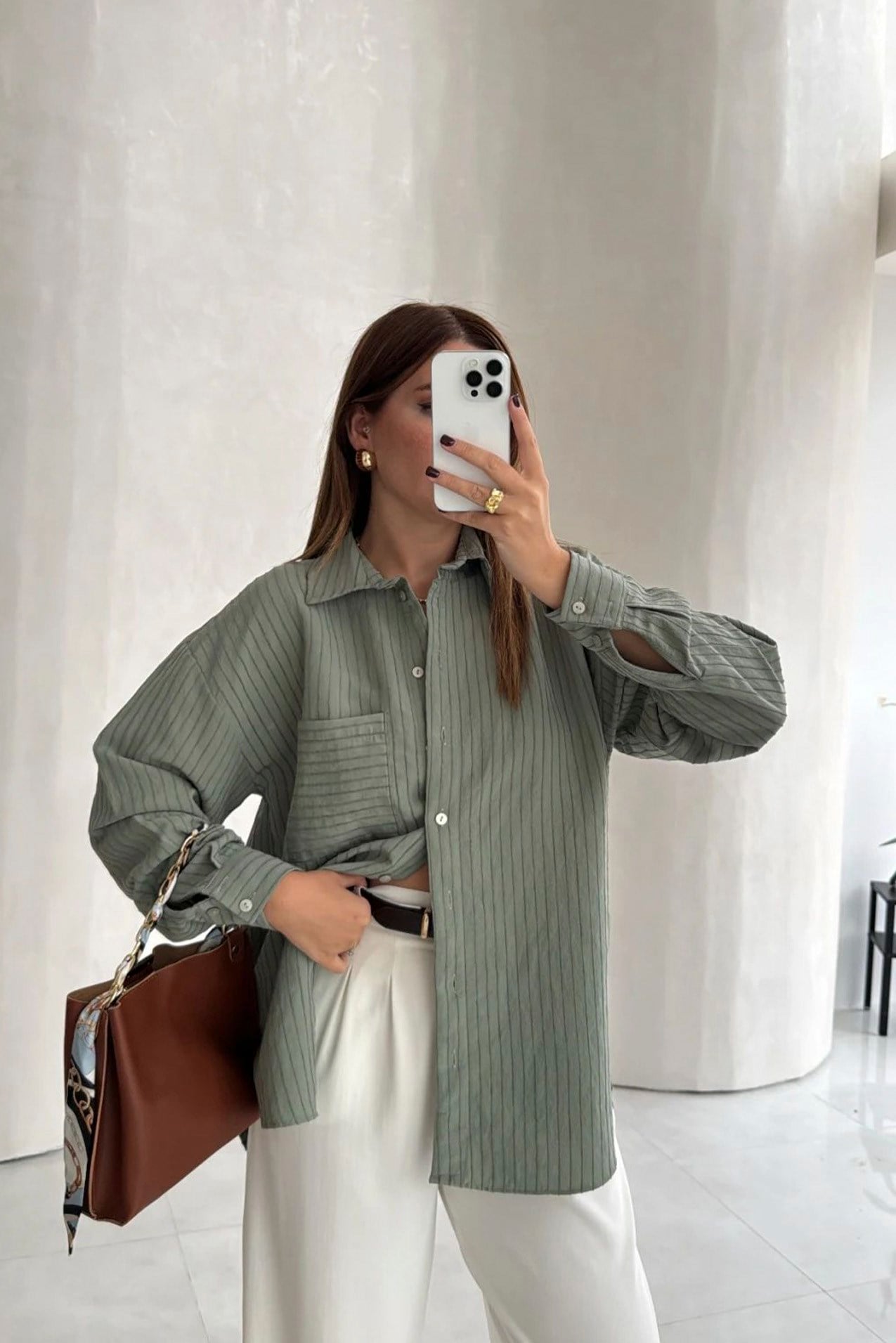 5000 OVERSIZE GÖMLEK ÇAĞLA YEŞİL