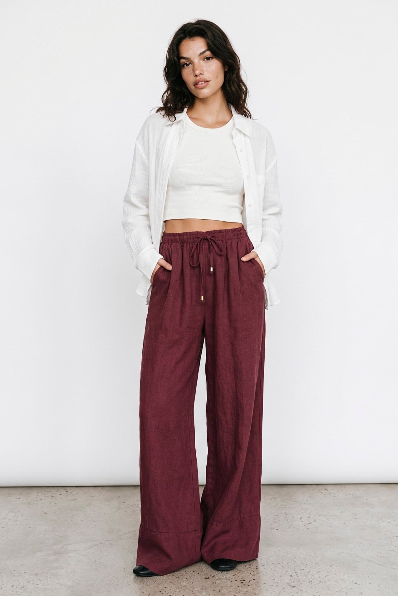 50886 KETEN PANTOLON BORDO