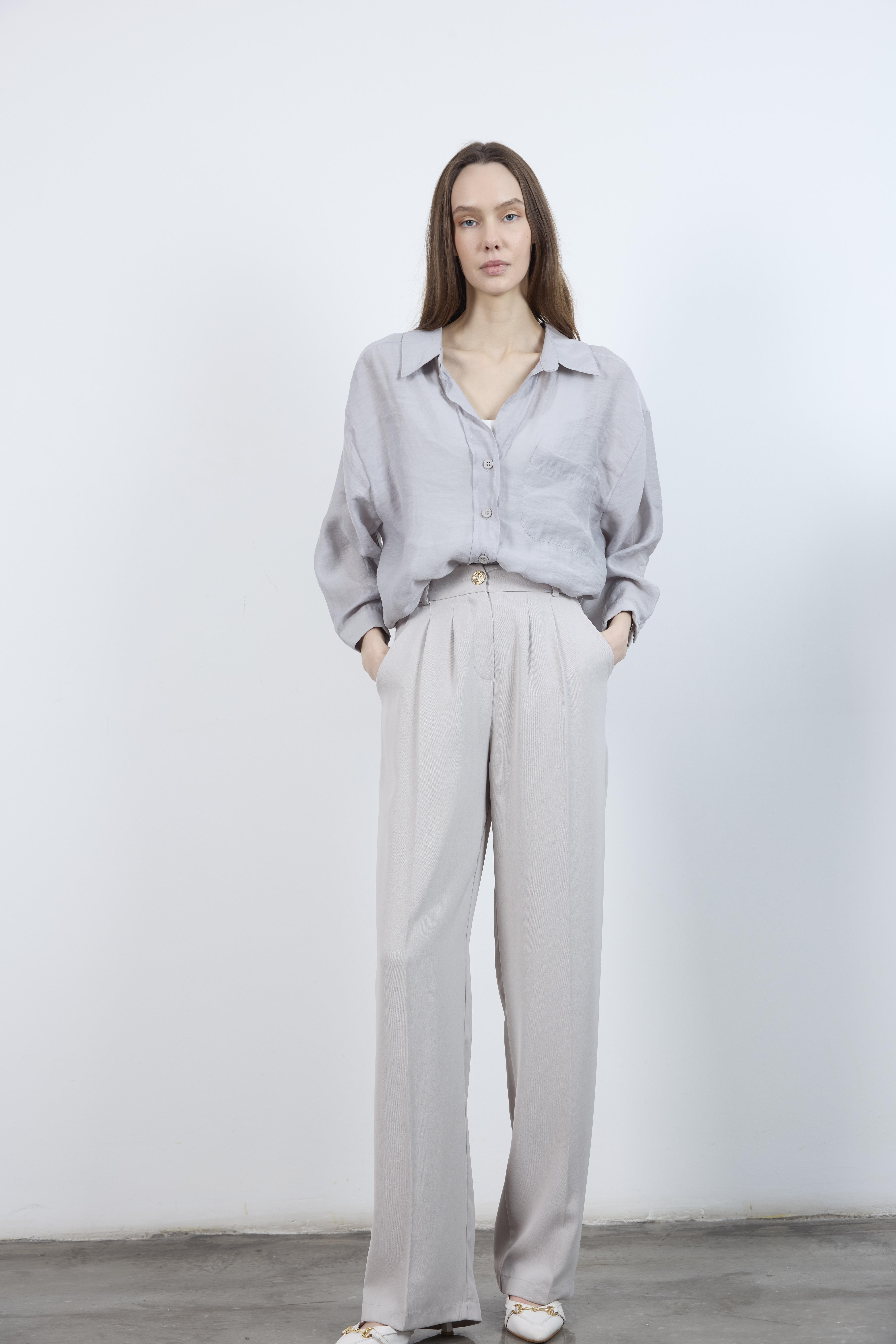 51078 PİLELİ PALAZZO PANTOLON TAŞ