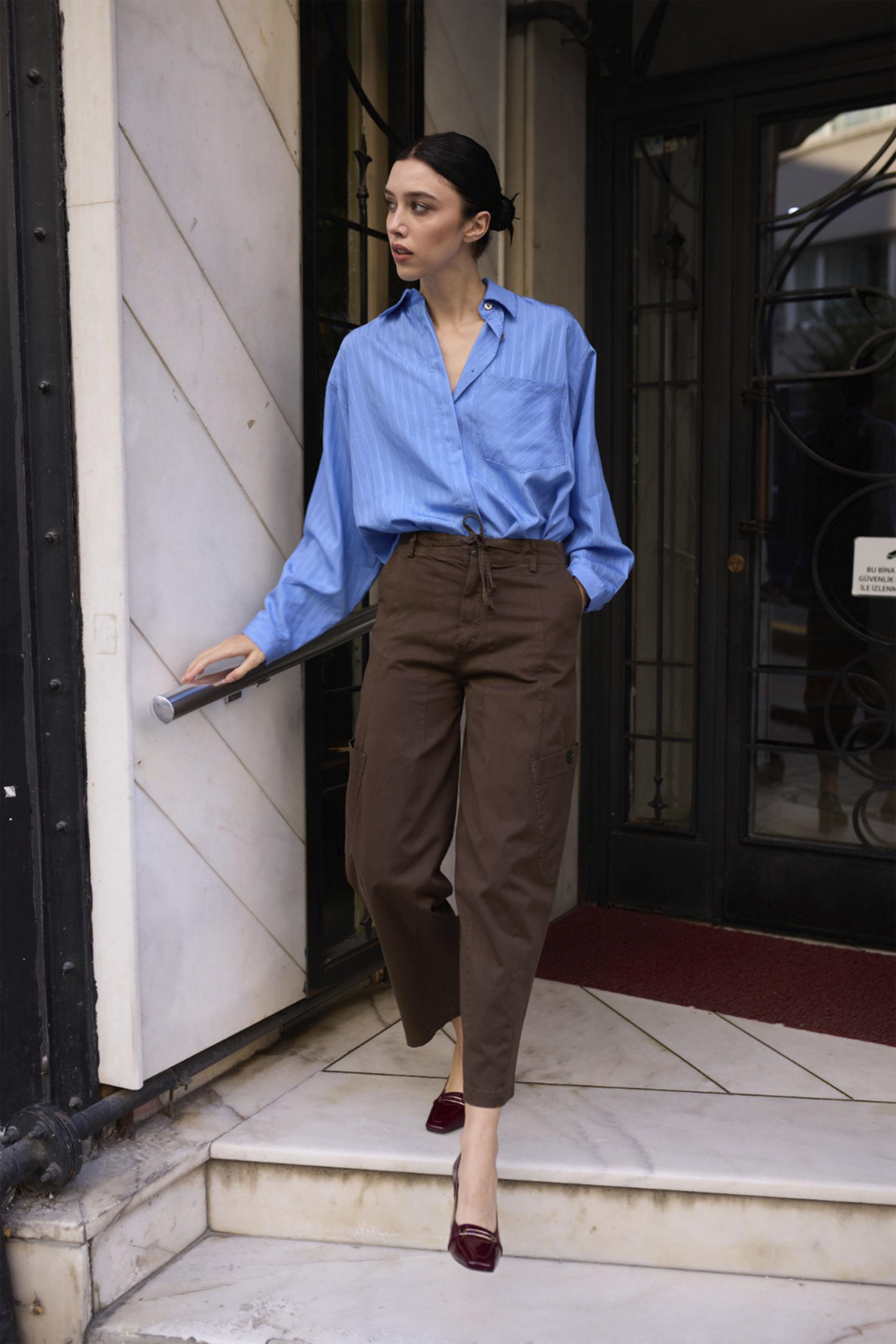 51222 BAĞCIKLI PANTOLON KAHVE