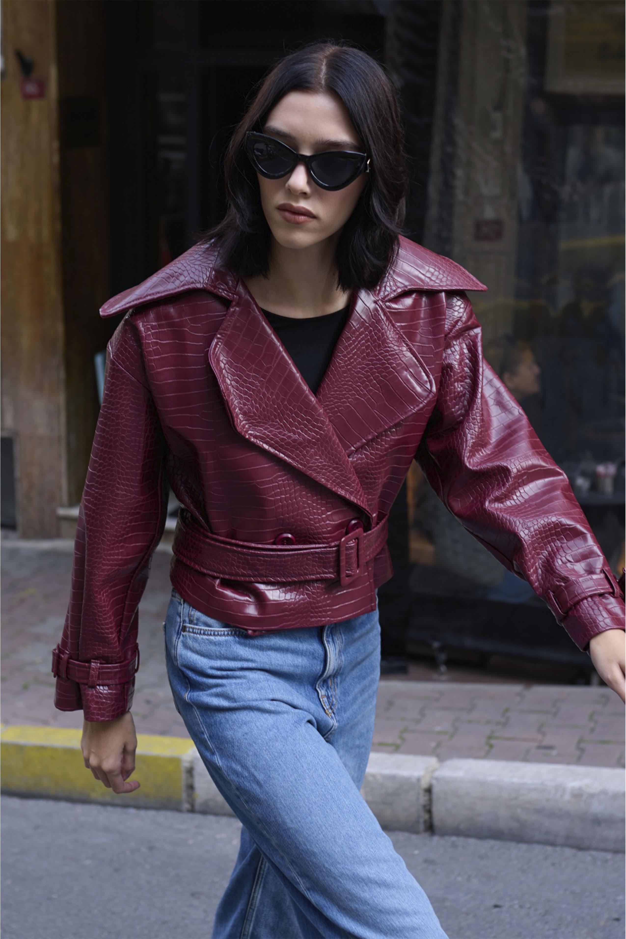 9632 DERİ CEKET BORDO