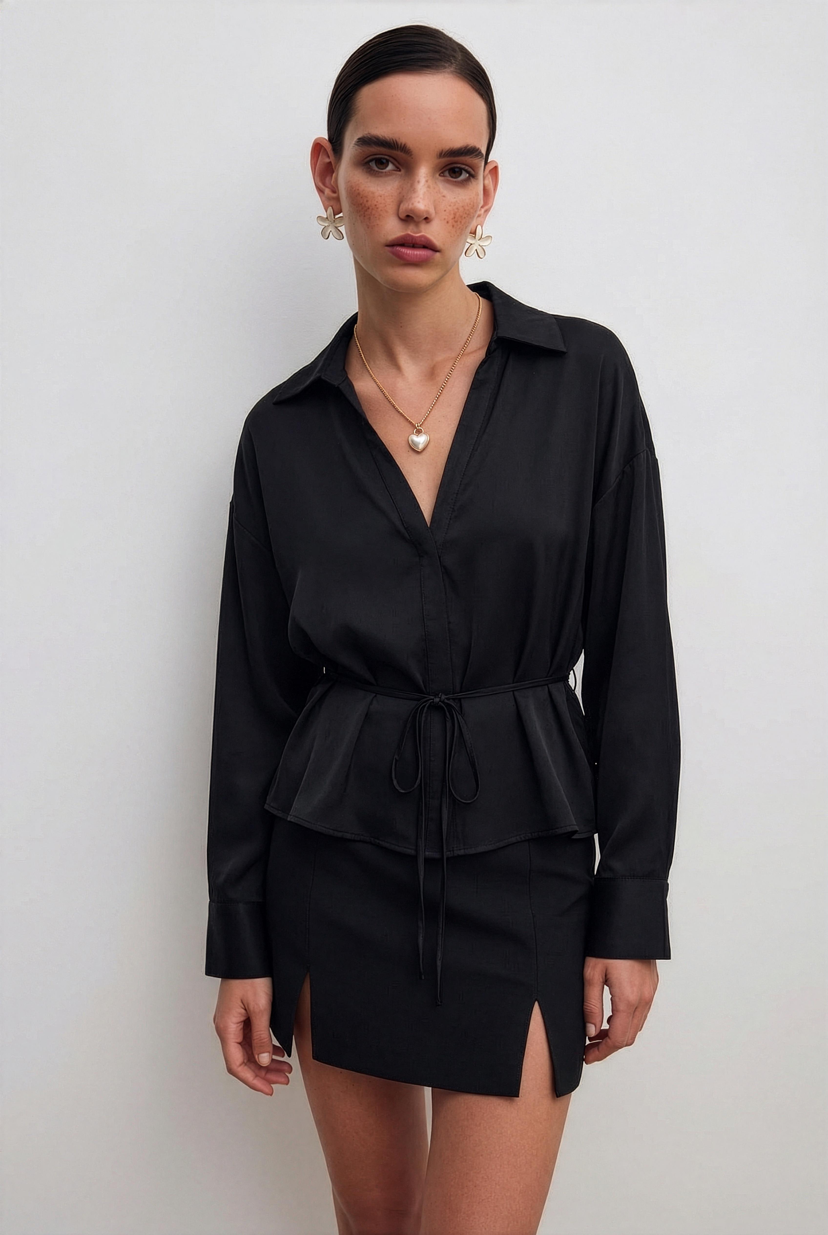 5022 SATEN GÖMLEK SİYAH