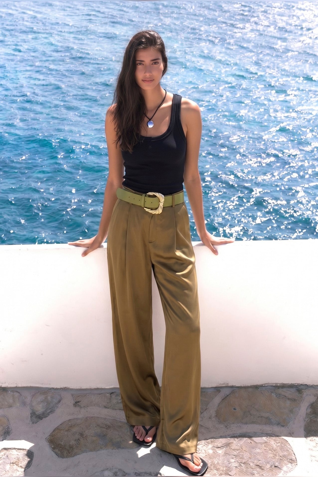 51267 SATEN PANTOLON OLİVE