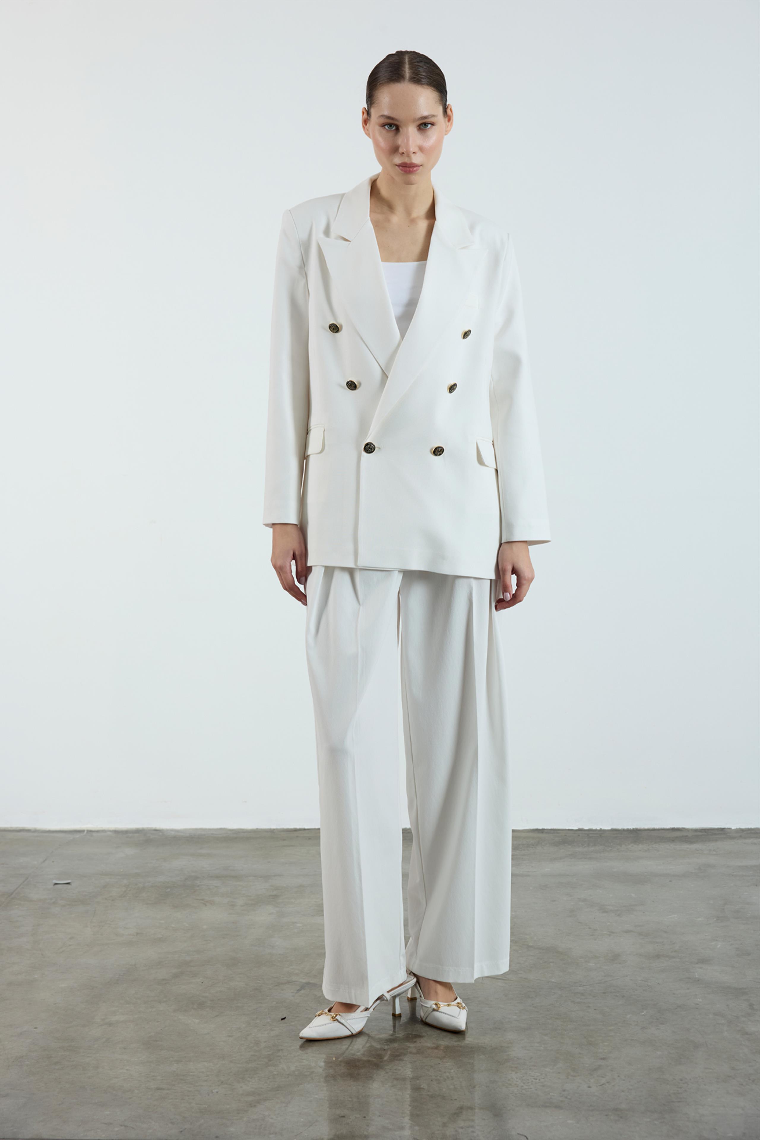 9561 POLİVİSKON KRUVAZE CEKET BEYAZ