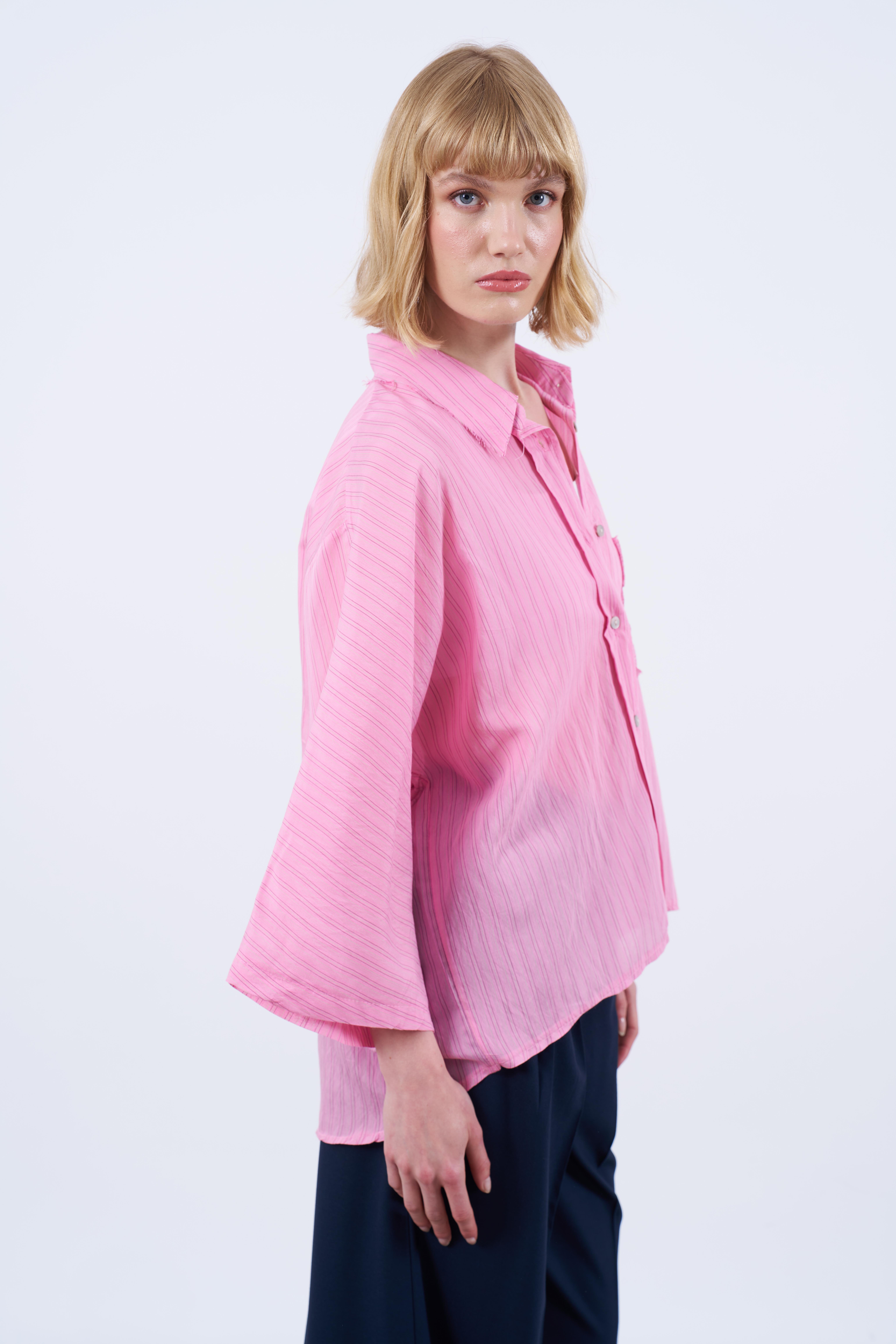 4923 ÇİZGİLİ GÖMLEK PEMBE