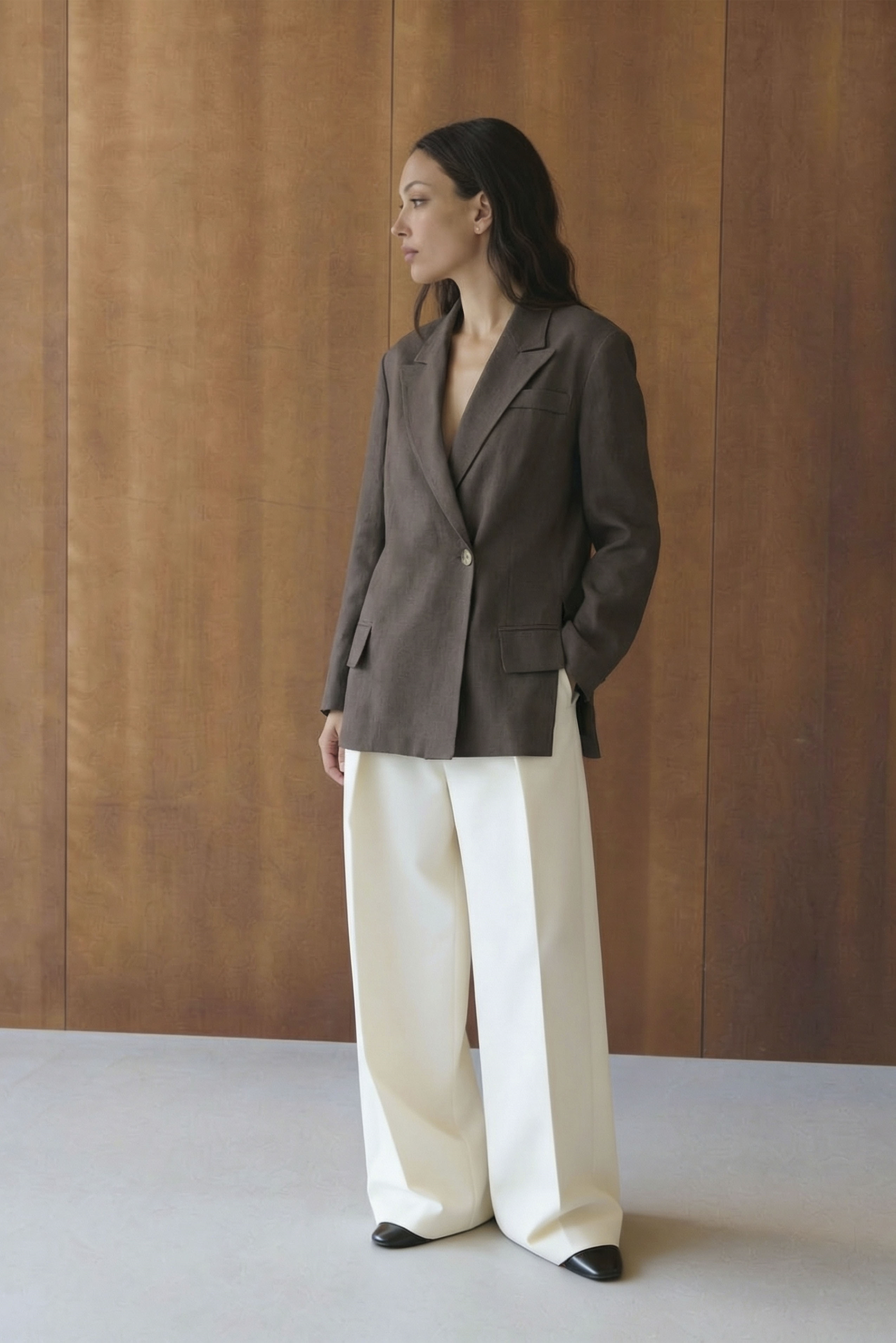 9670 KETEN BLAZER CEKET KAHVE