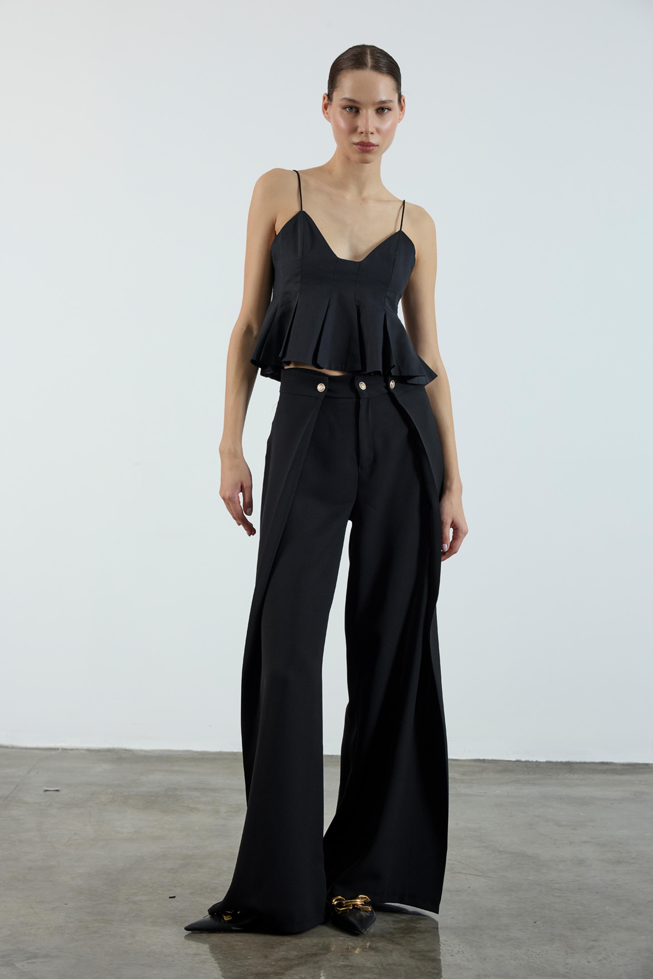 51133 KREP PANTOLON SİYAH